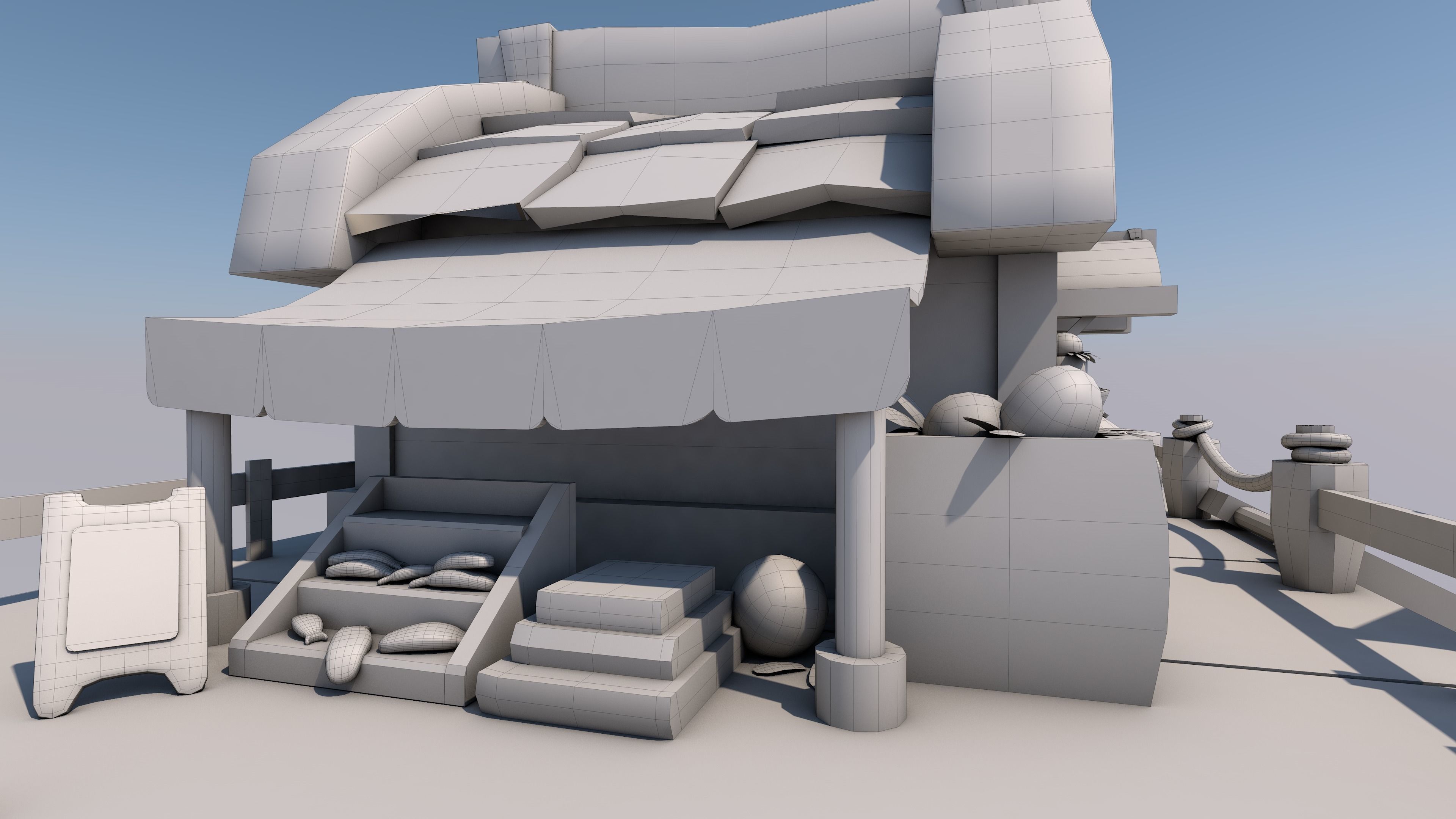 Low Poly Game Ready stylized village house cartoon model Low-poly 3D model_6