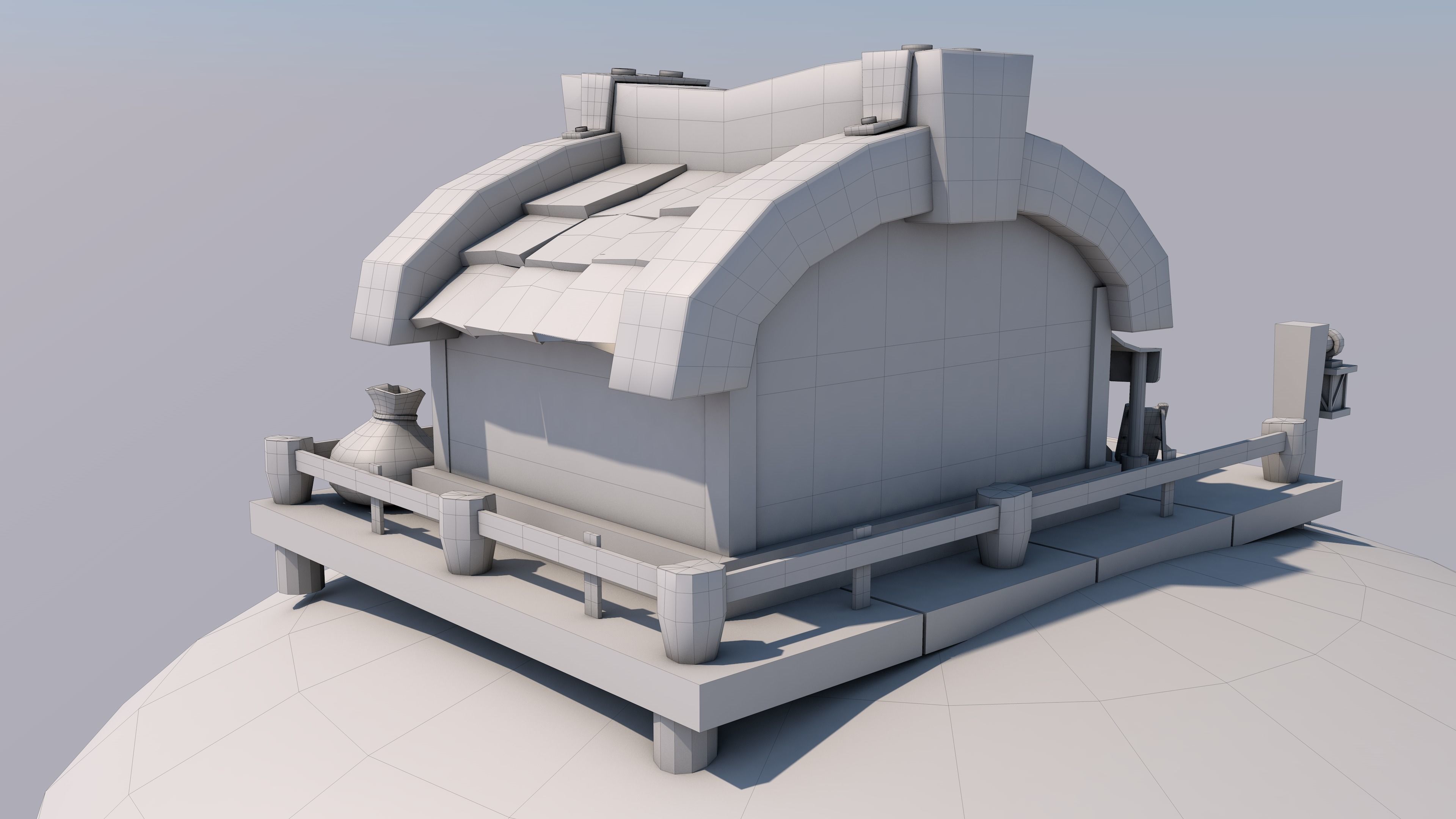 Low Poly Game Ready stylized village house cartoon model Low-poly 3D model_4