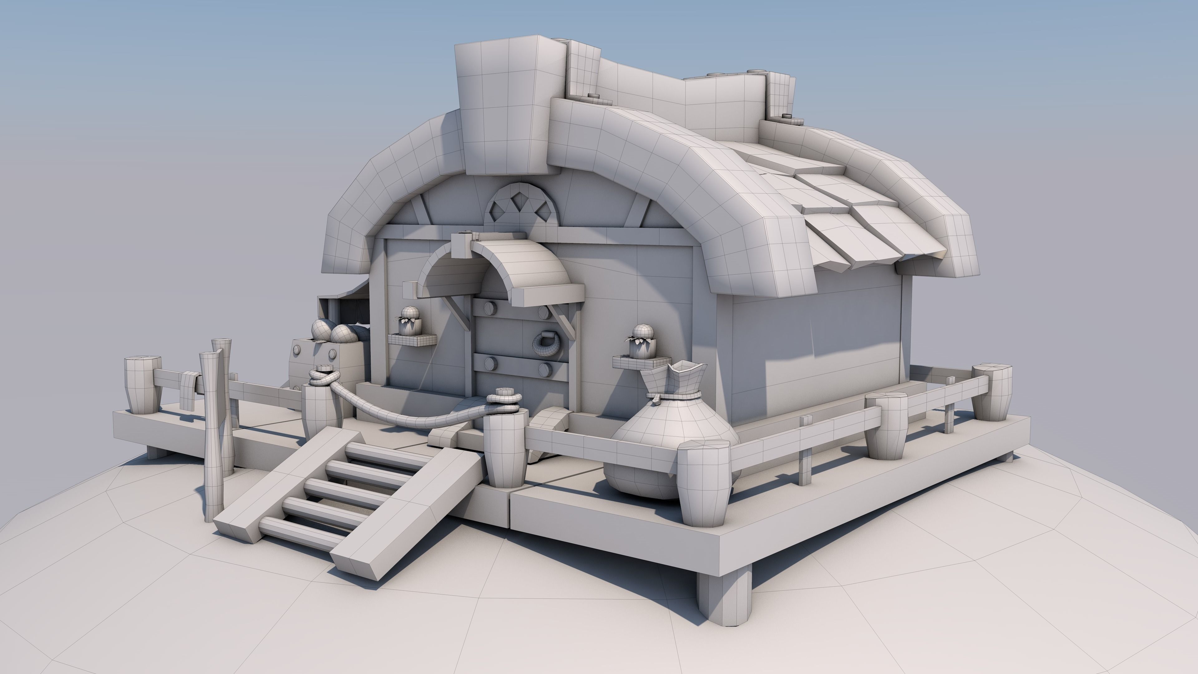 Low Poly Game Ready stylized village house cartoon model Low-poly 3D model_2