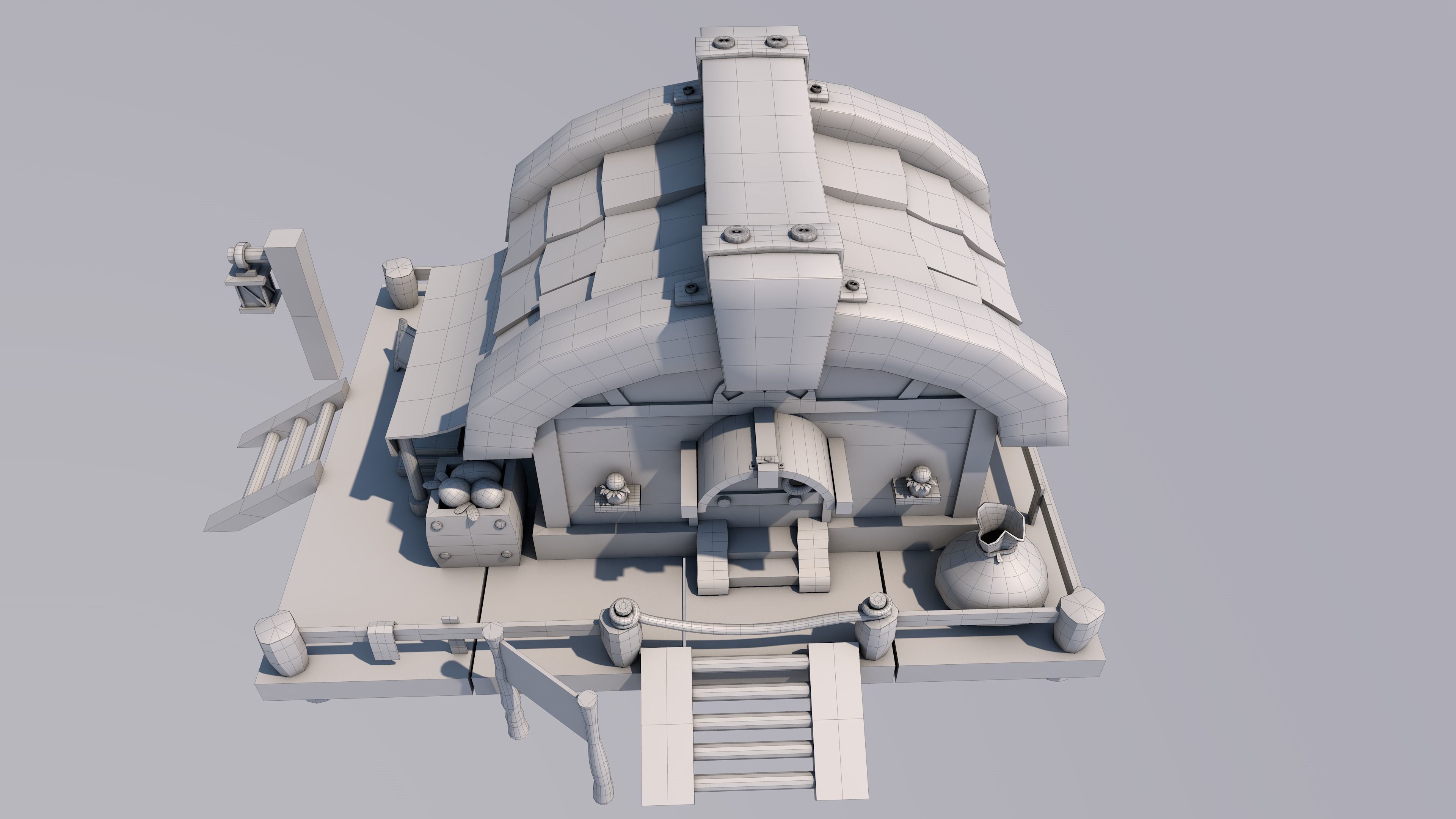 Low Poly Game Ready stylized village house cartoon model Low-poly 3D model_7