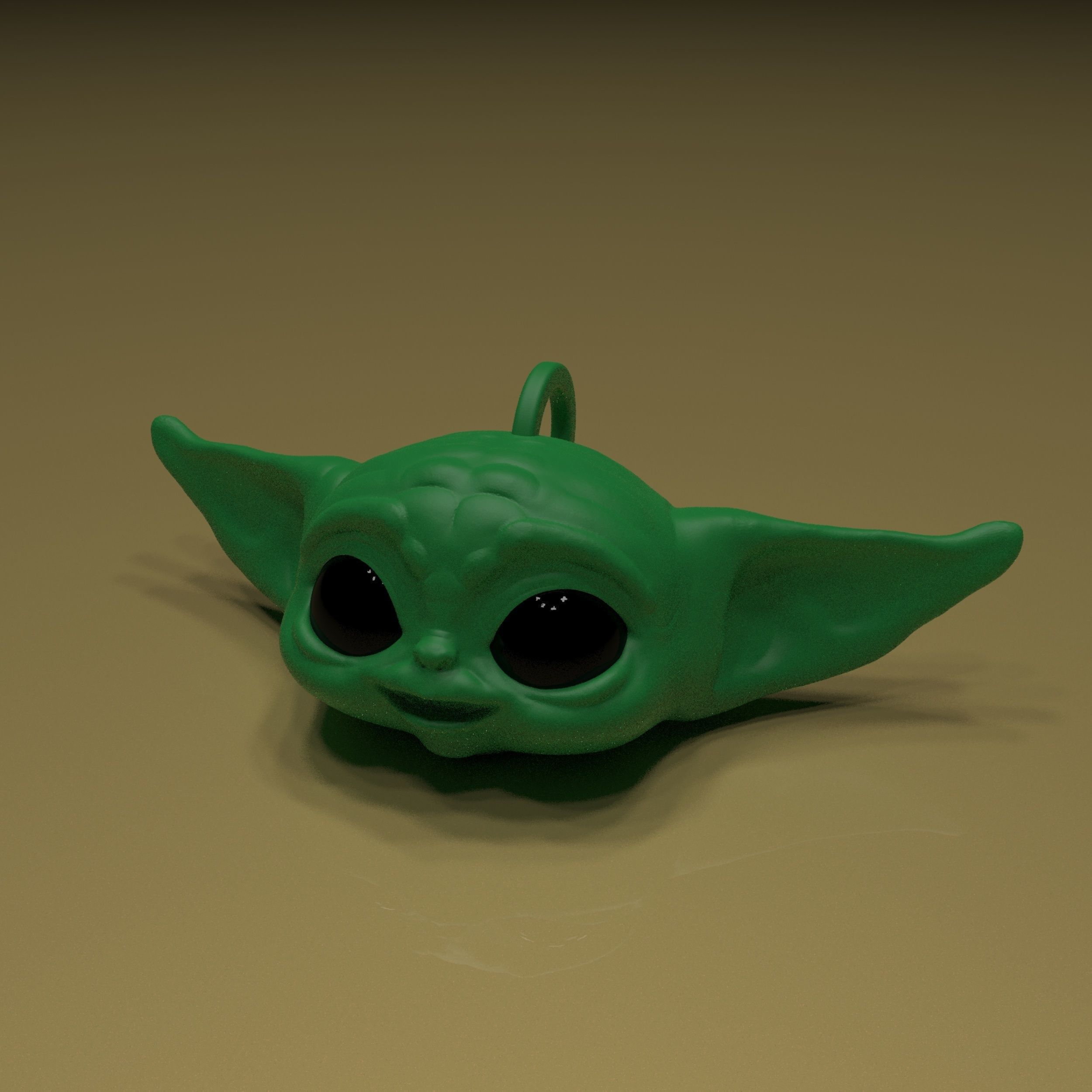 baby yoda key chain 3D print model_1