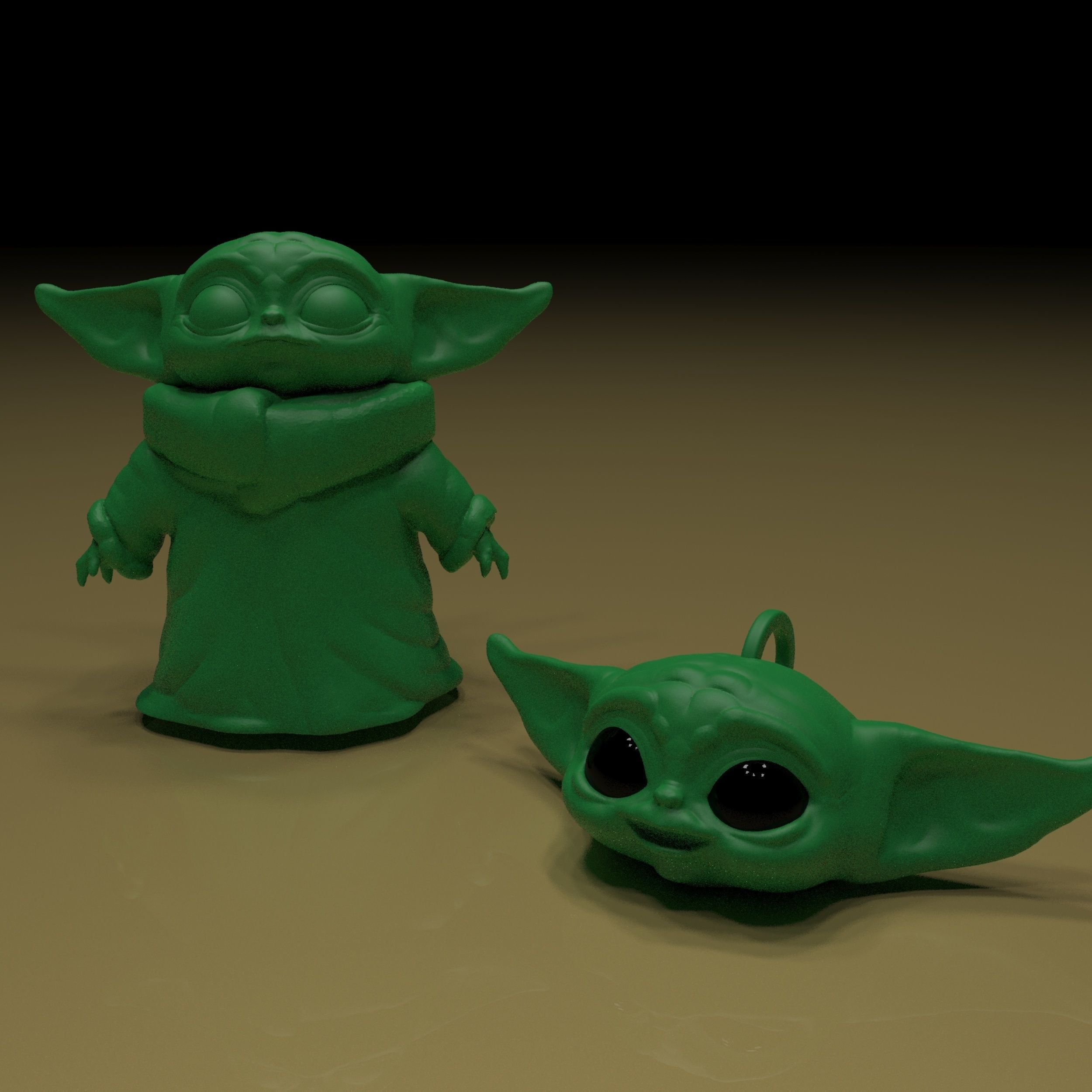 baby yoda key chain 3D print model_6
