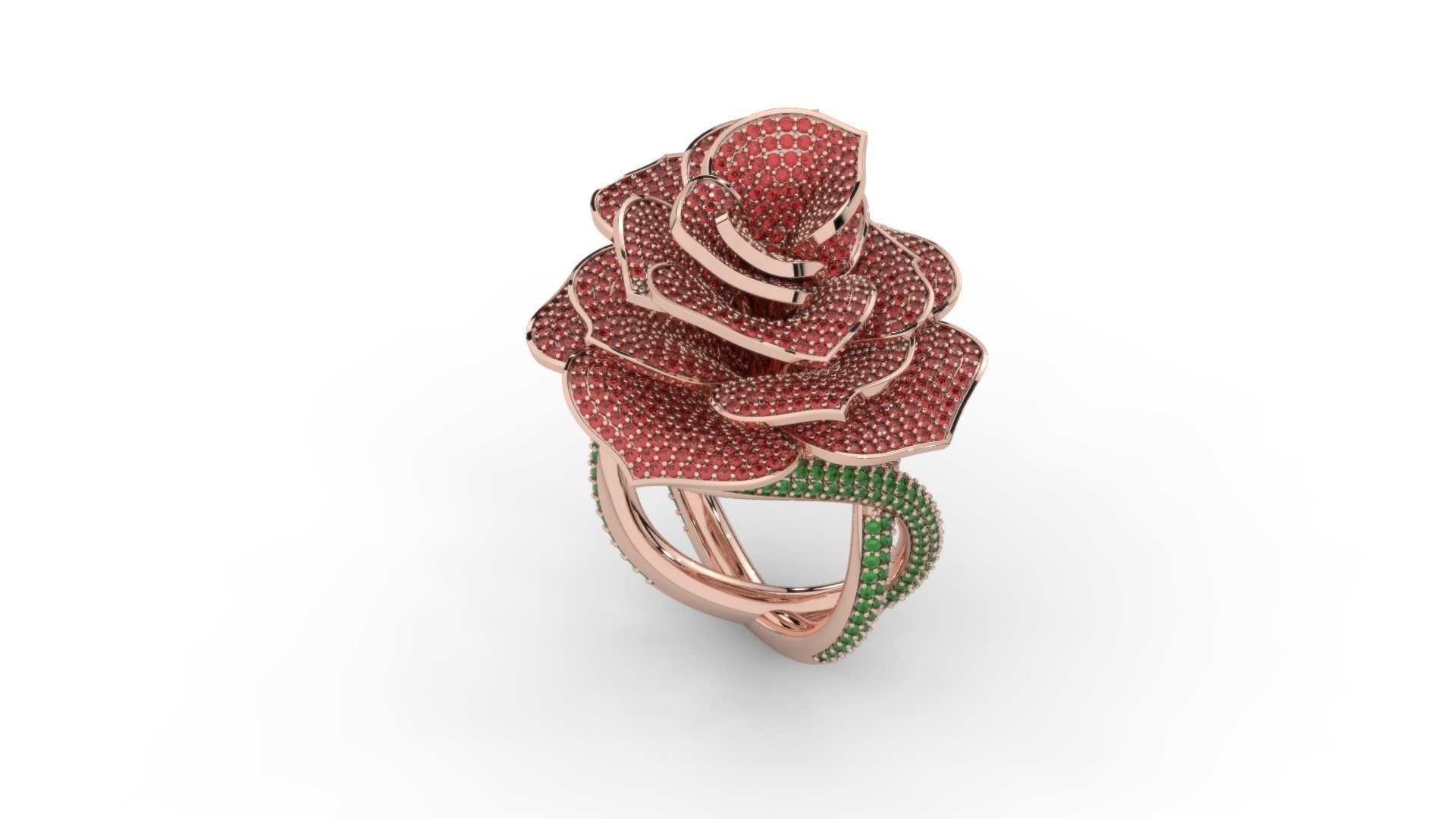 Diamond ring rose  3D print model_9