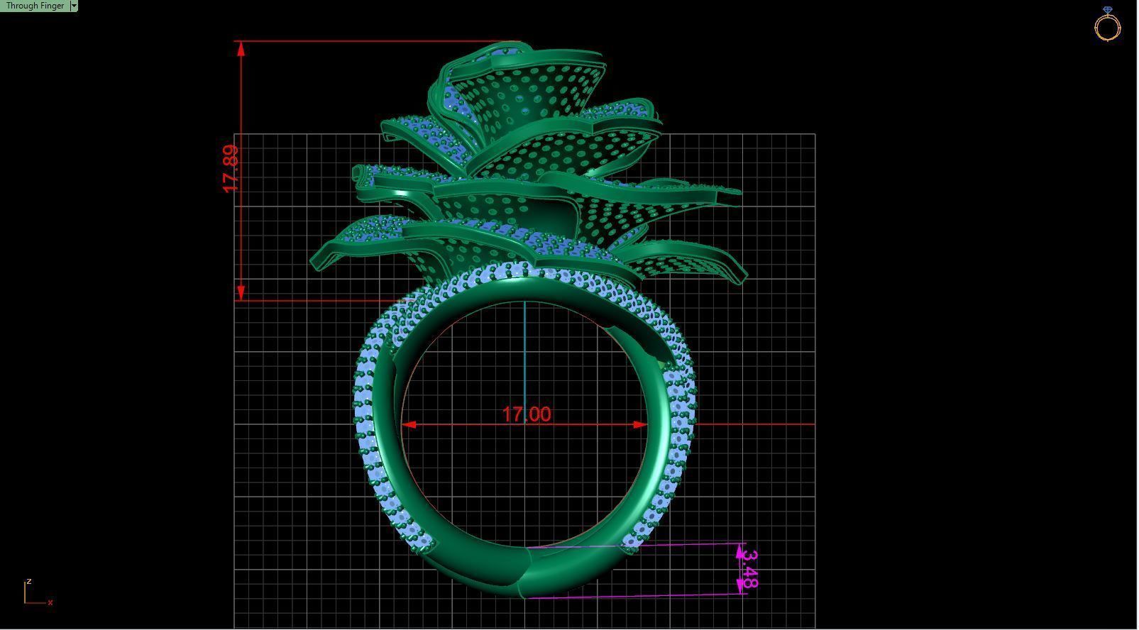 Diamond ring rose  3D print model_14