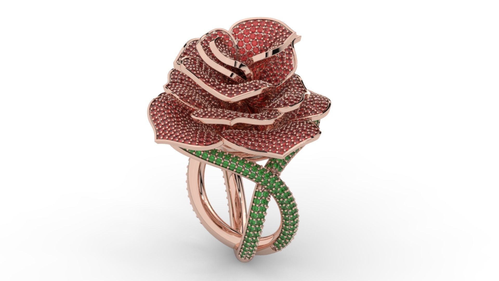 Diamond ring rose  3D print model_11