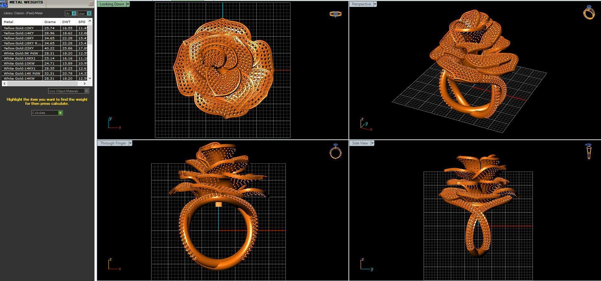 Diamond ring rose  3D print model_12