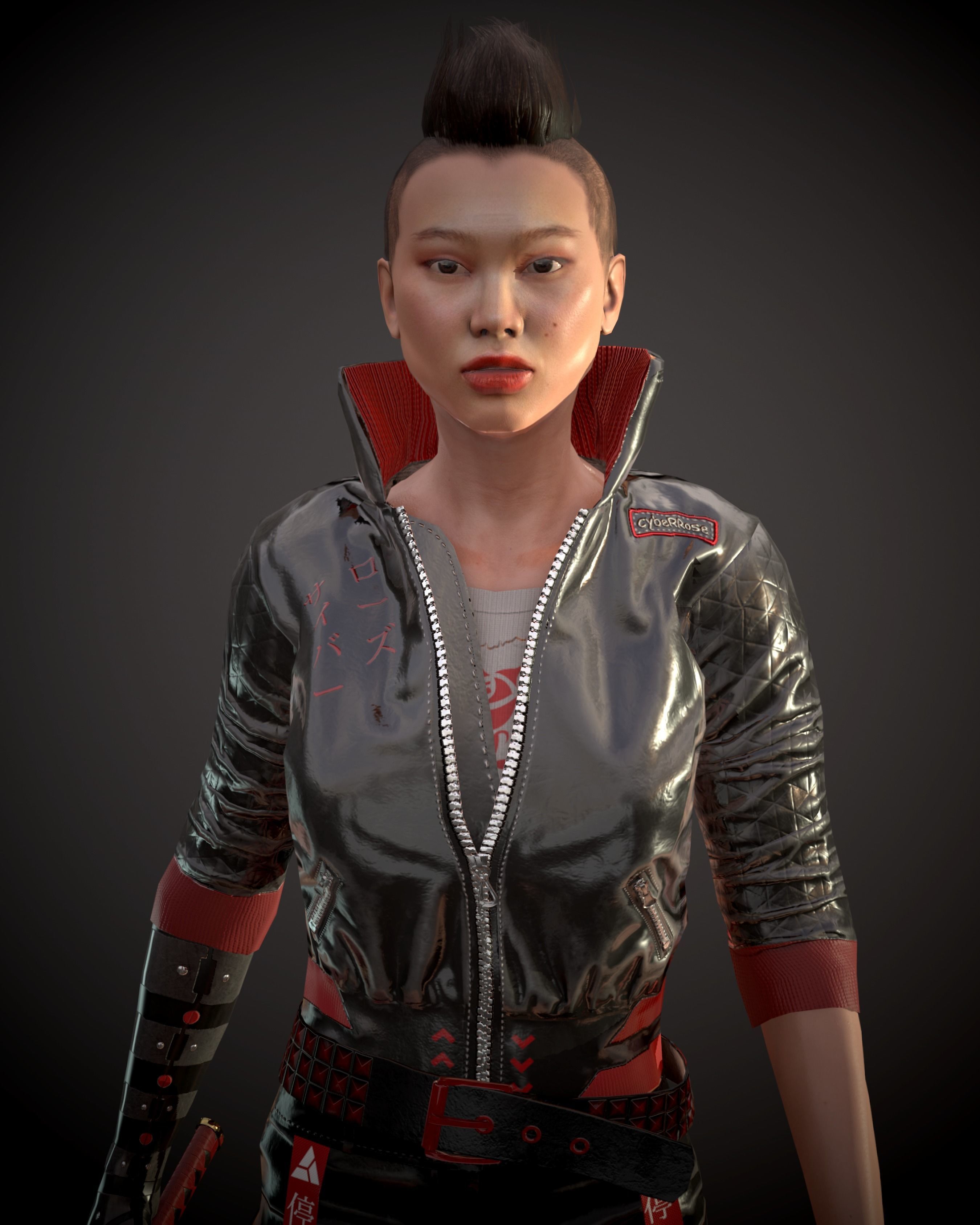 CyberPunk Girl Low-poly 3D model_9