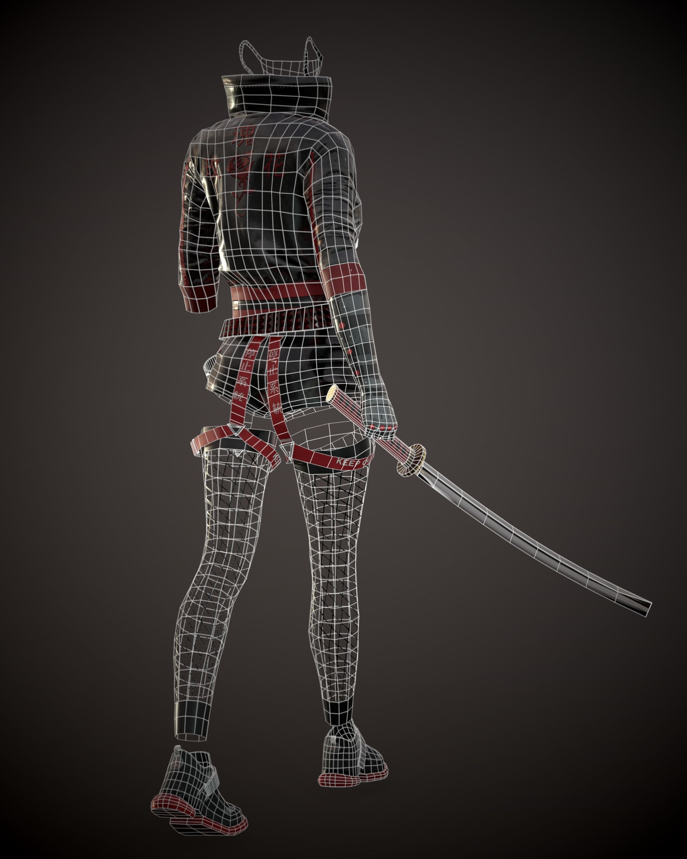 CyberPunk Girl Low-poly 3D model_13