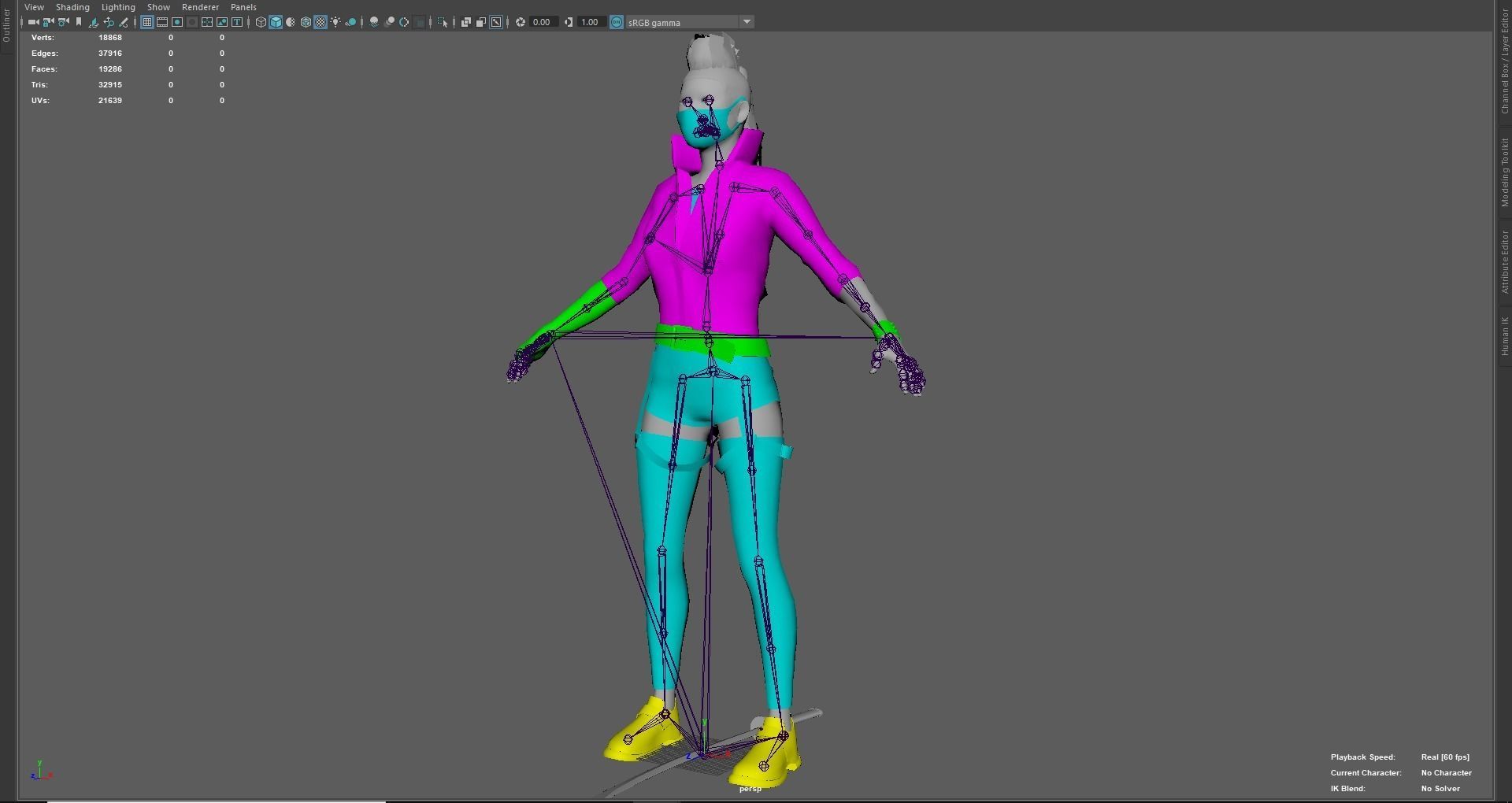 CyberPunk Girl Low-poly 3D model_16