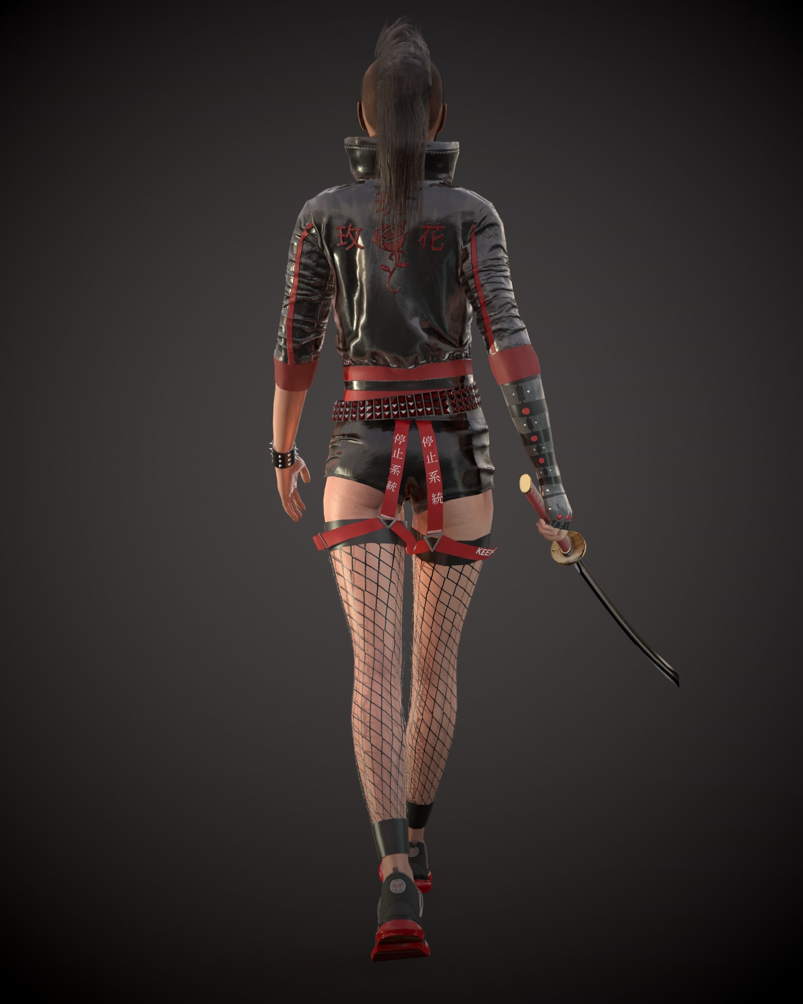 CyberPunk Girl Low-poly 3D model_6