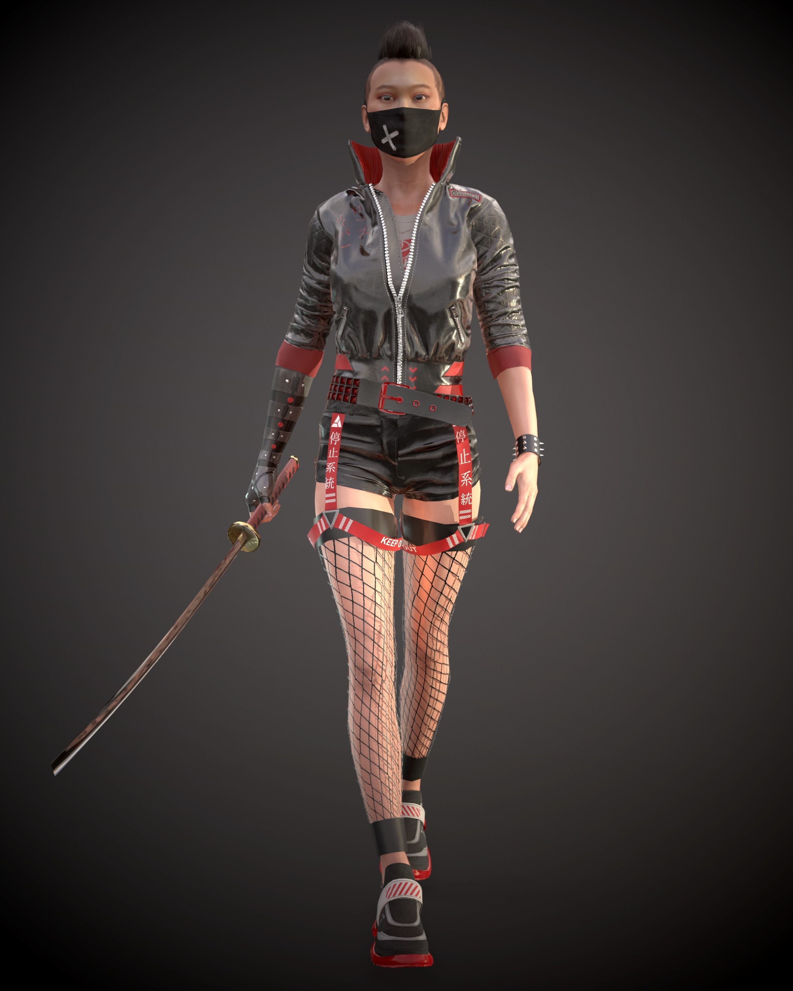 CyberPunk Girl Low-poly 3D model_2
