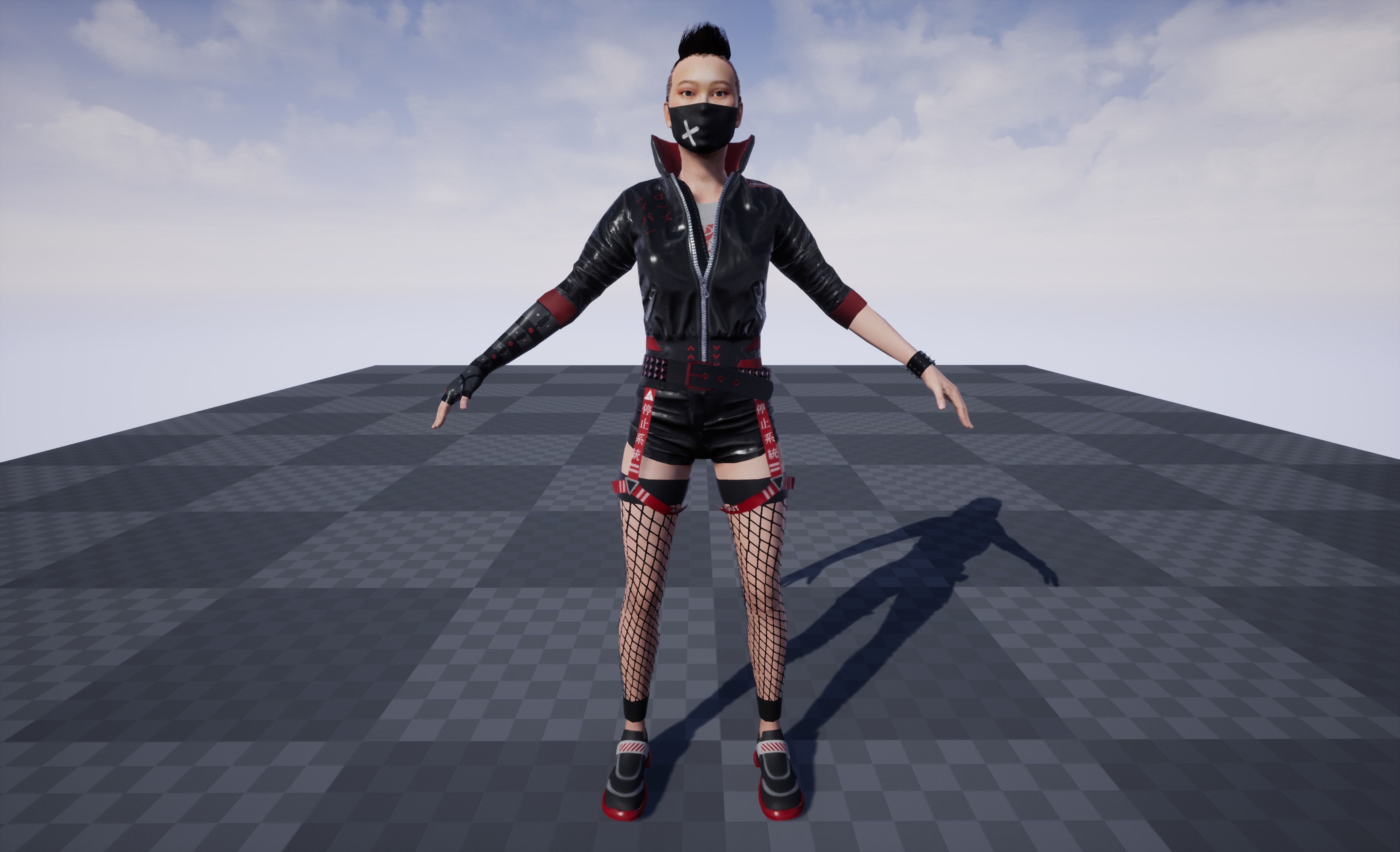 CyberPunk Girl Low-poly 3D model_14
