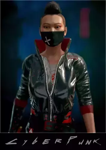 CyberPunk Girl Low-poly 3D model