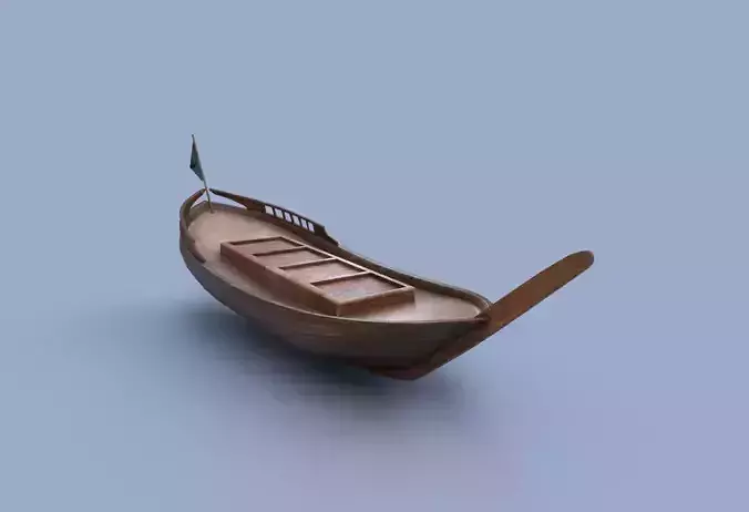 Wooden Boat - PBR and Game-Ready Low-poly 3D model