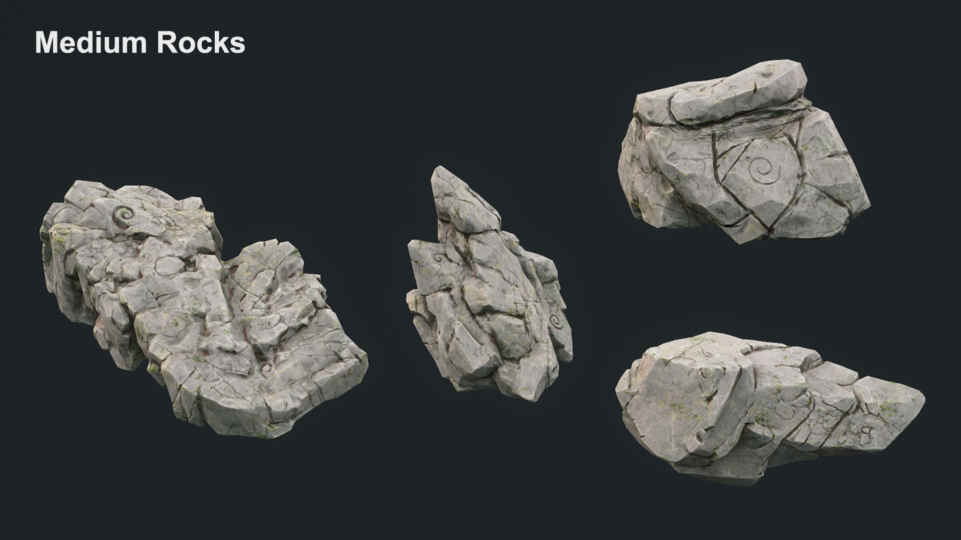 Stylized Rock Pack Low-poly 3D model_4