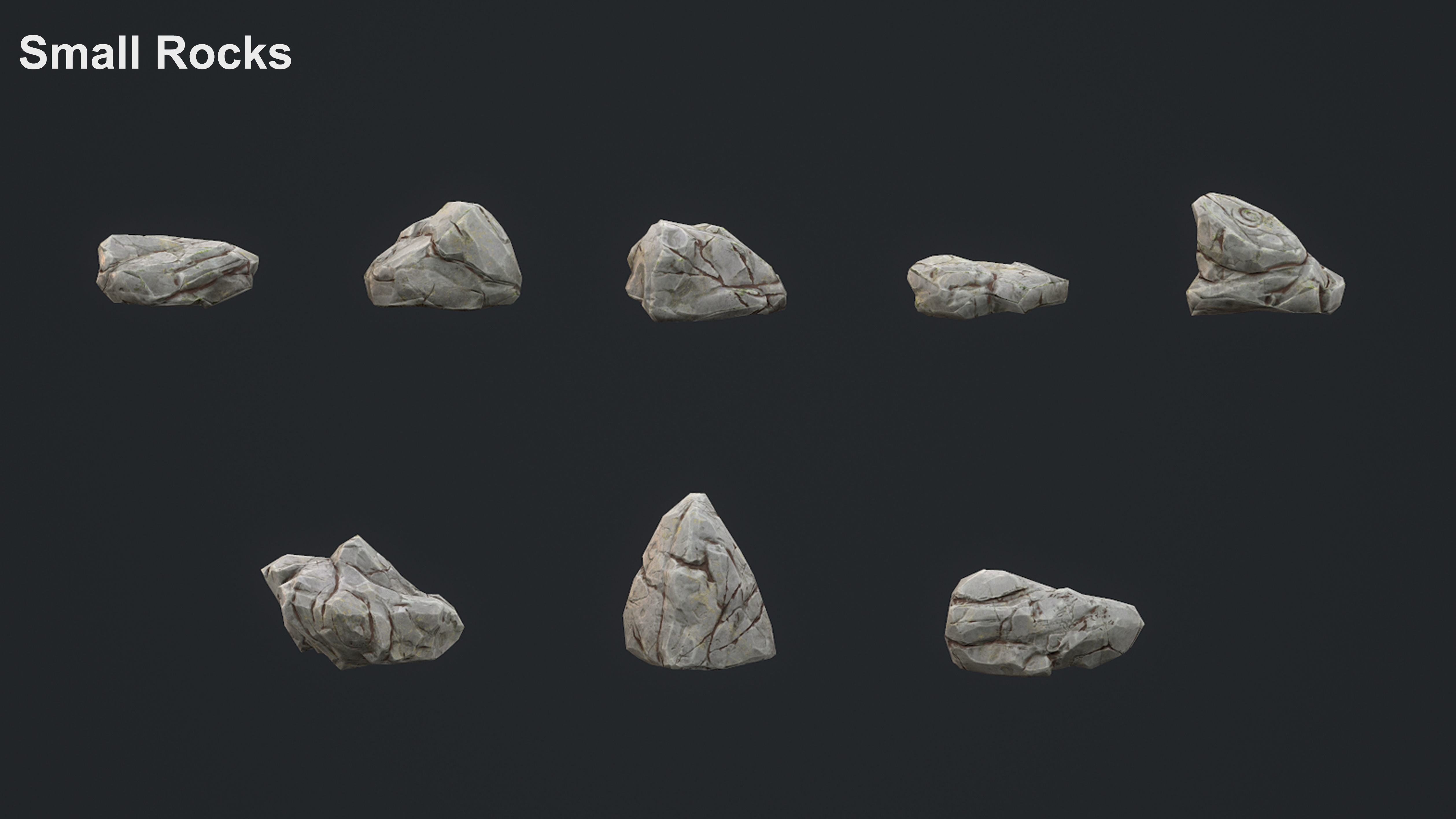 Stylized Rock Pack Low-poly 3D model_6