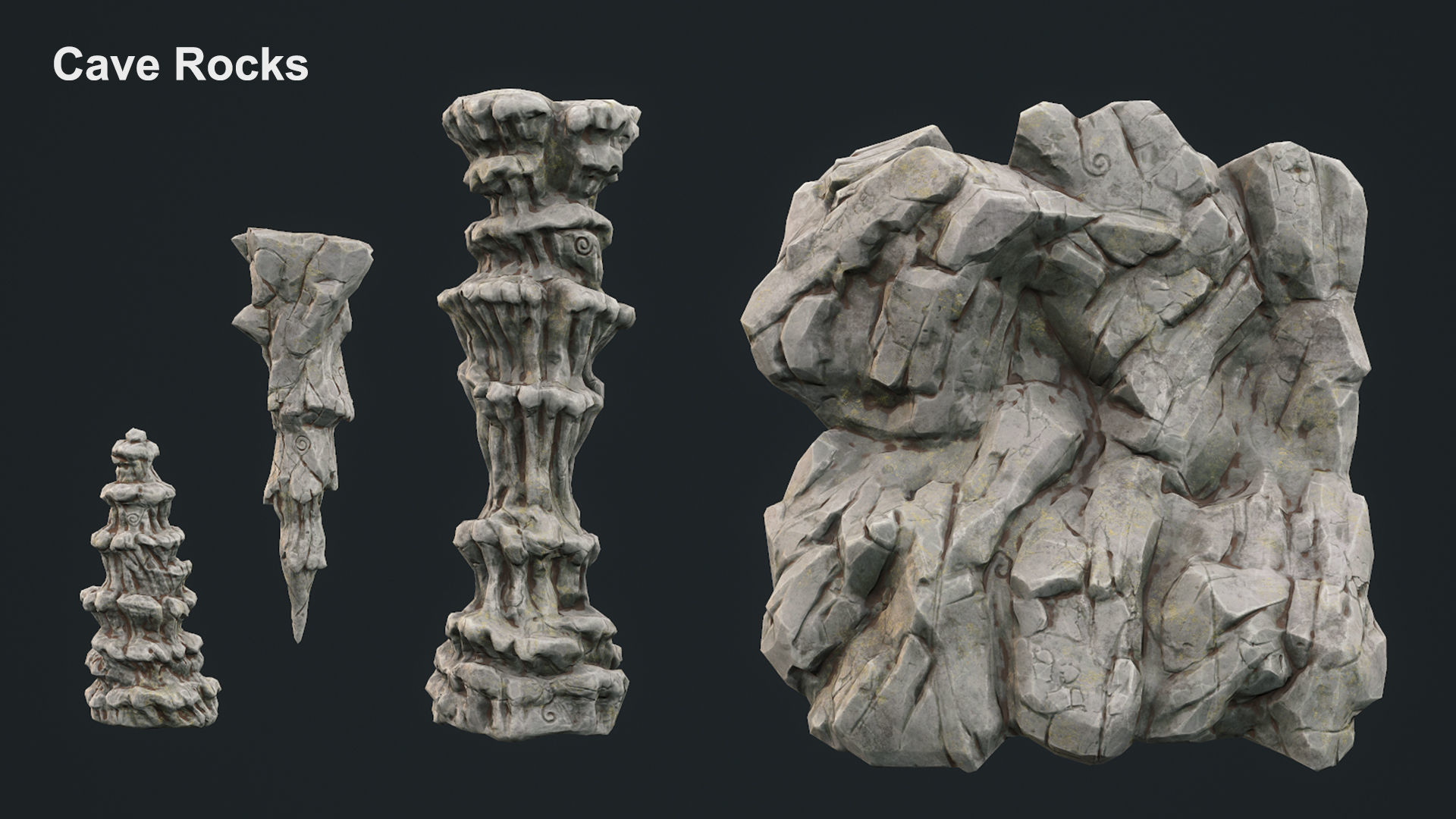 Stylized Rock Pack Low-poly 3D model_9