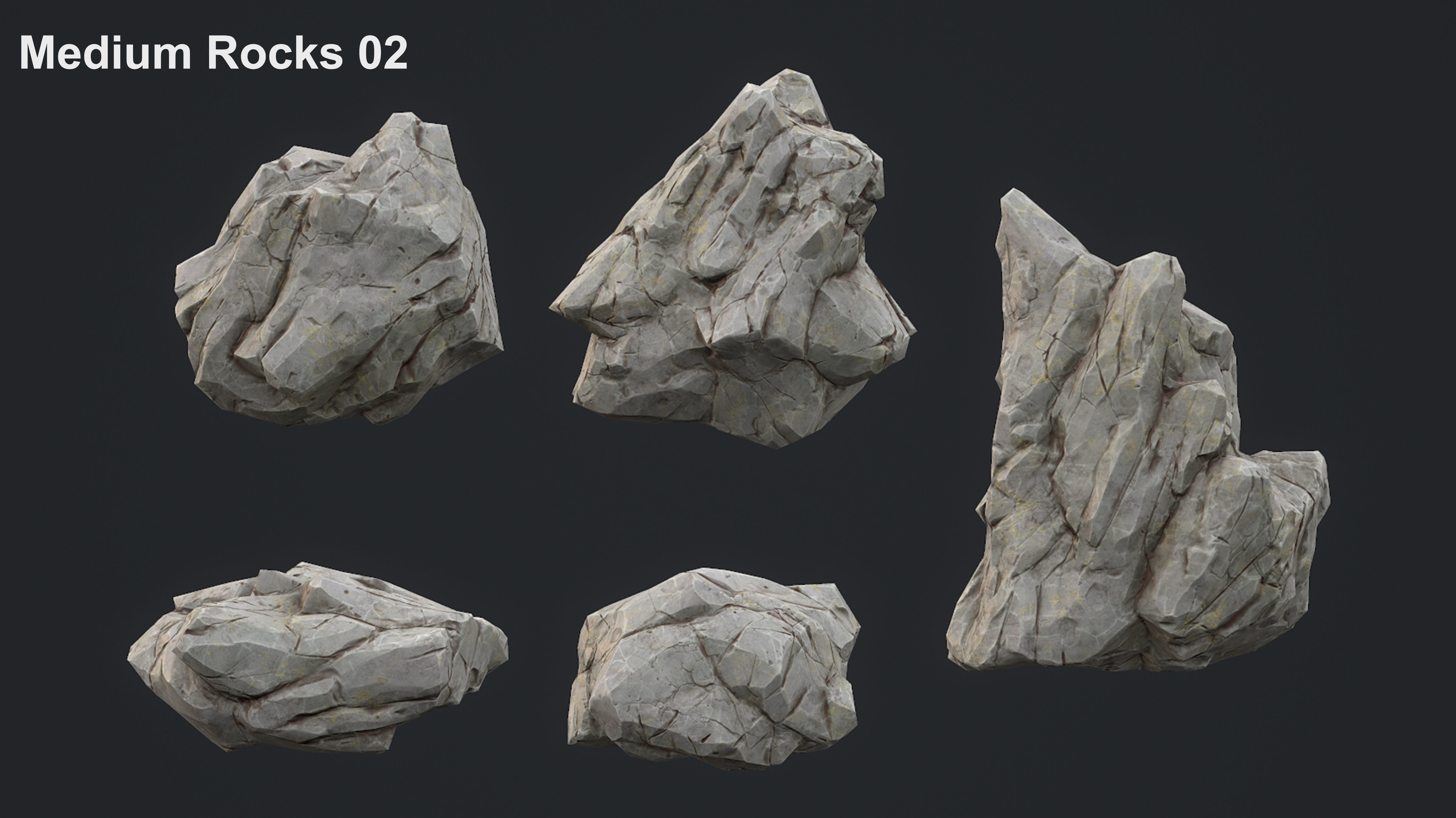 Stylized Rock Pack Low-poly 3D model_5