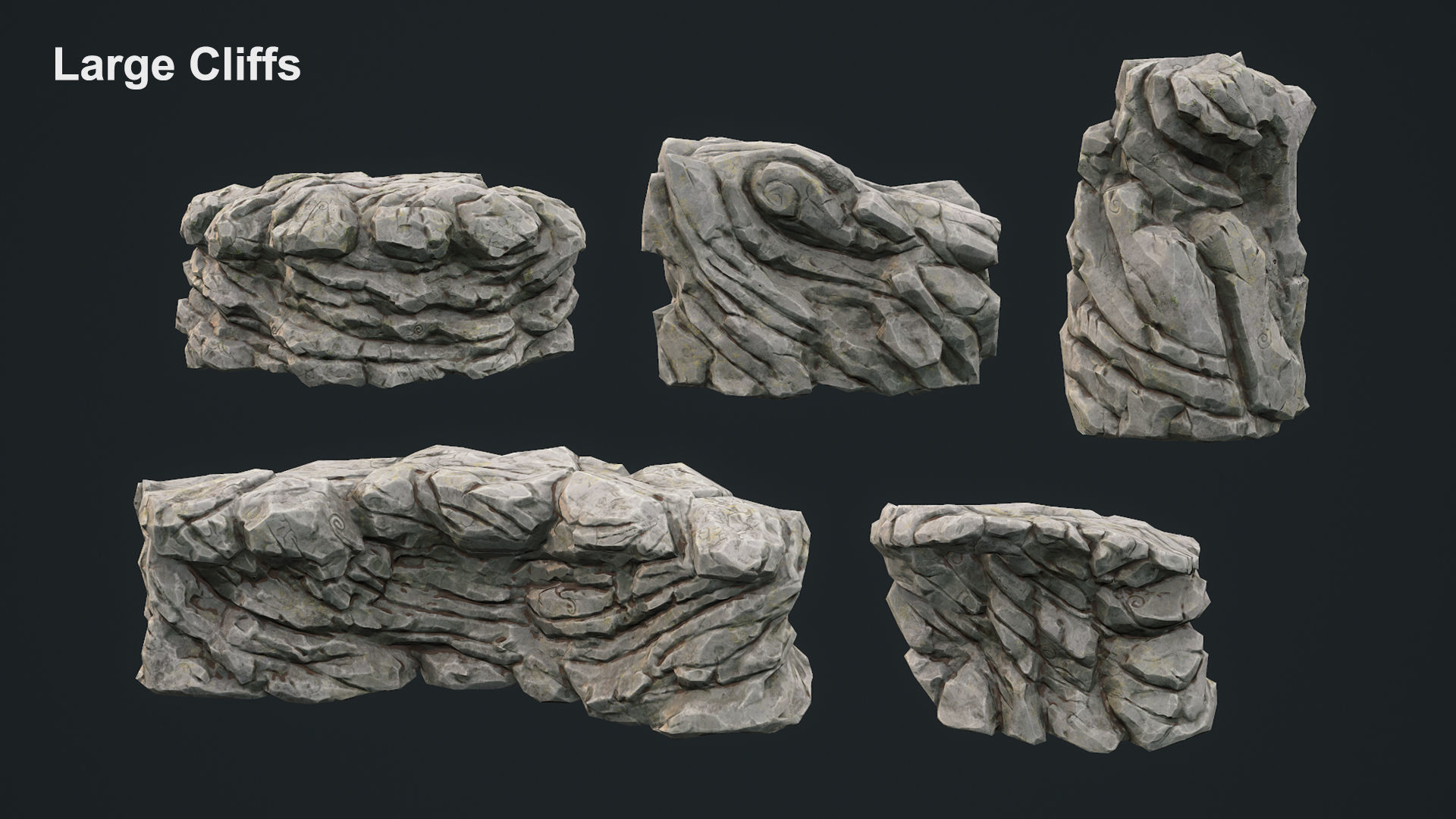Stylized Rock Pack Low-poly 3D model_3