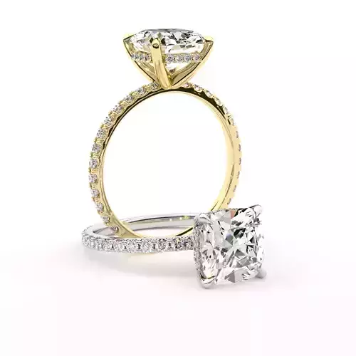 Cushion cut diamond engagement ring 3D print model