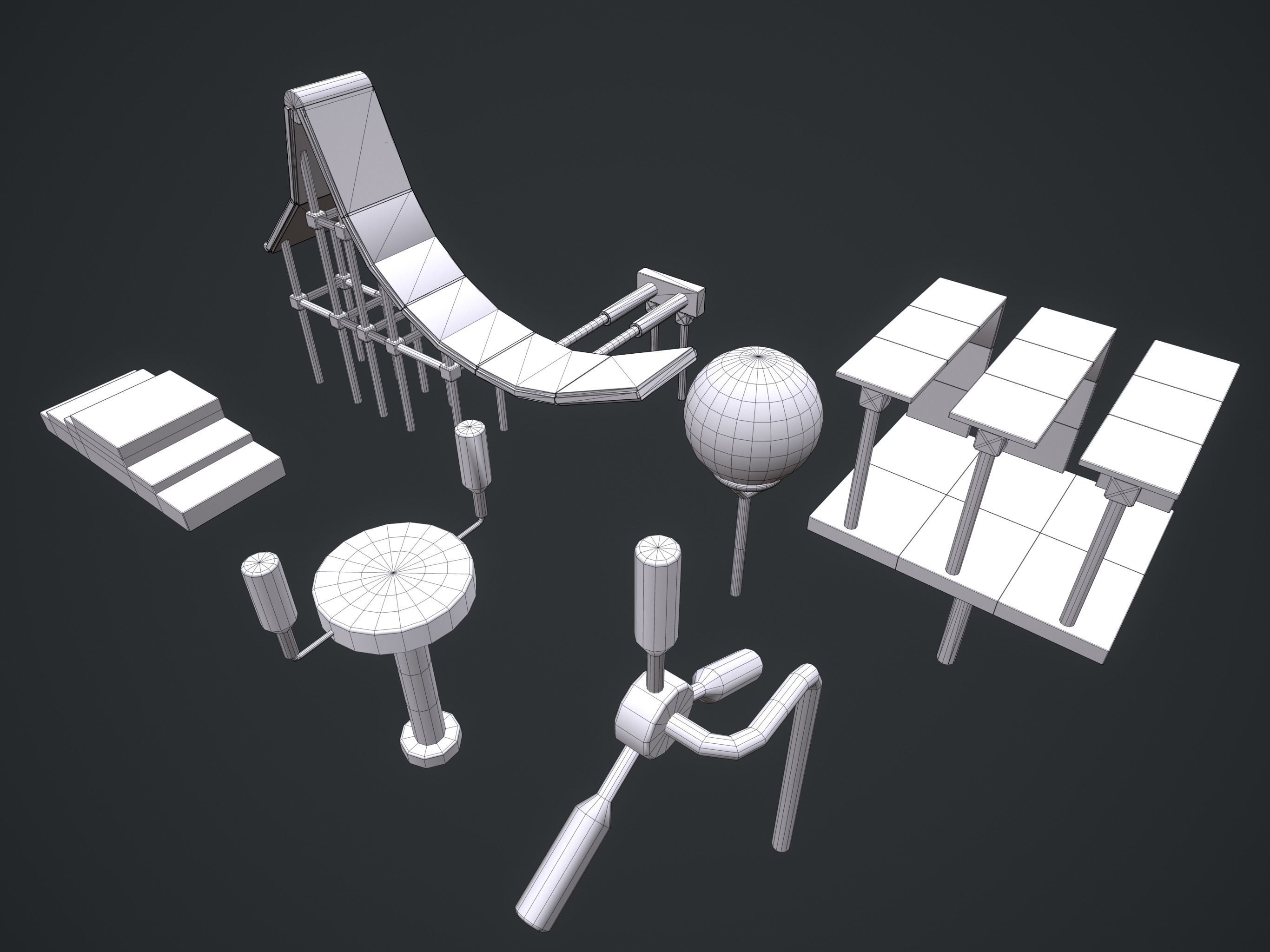 Trial Stunts Hurdles Pack  Low-poly 3D model_9