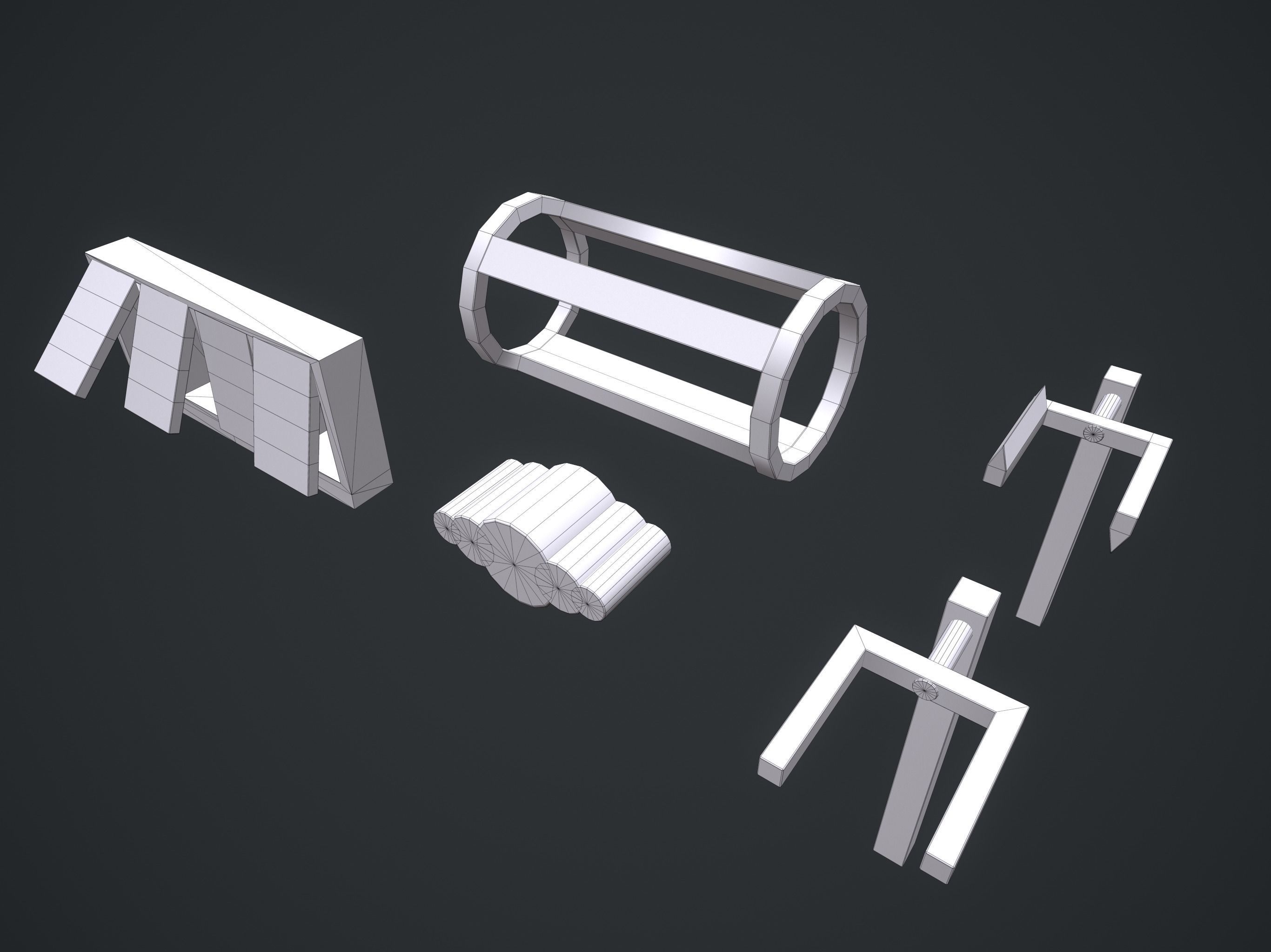 Trial Stunts Hurdles Pack  Low-poly 3D model_10