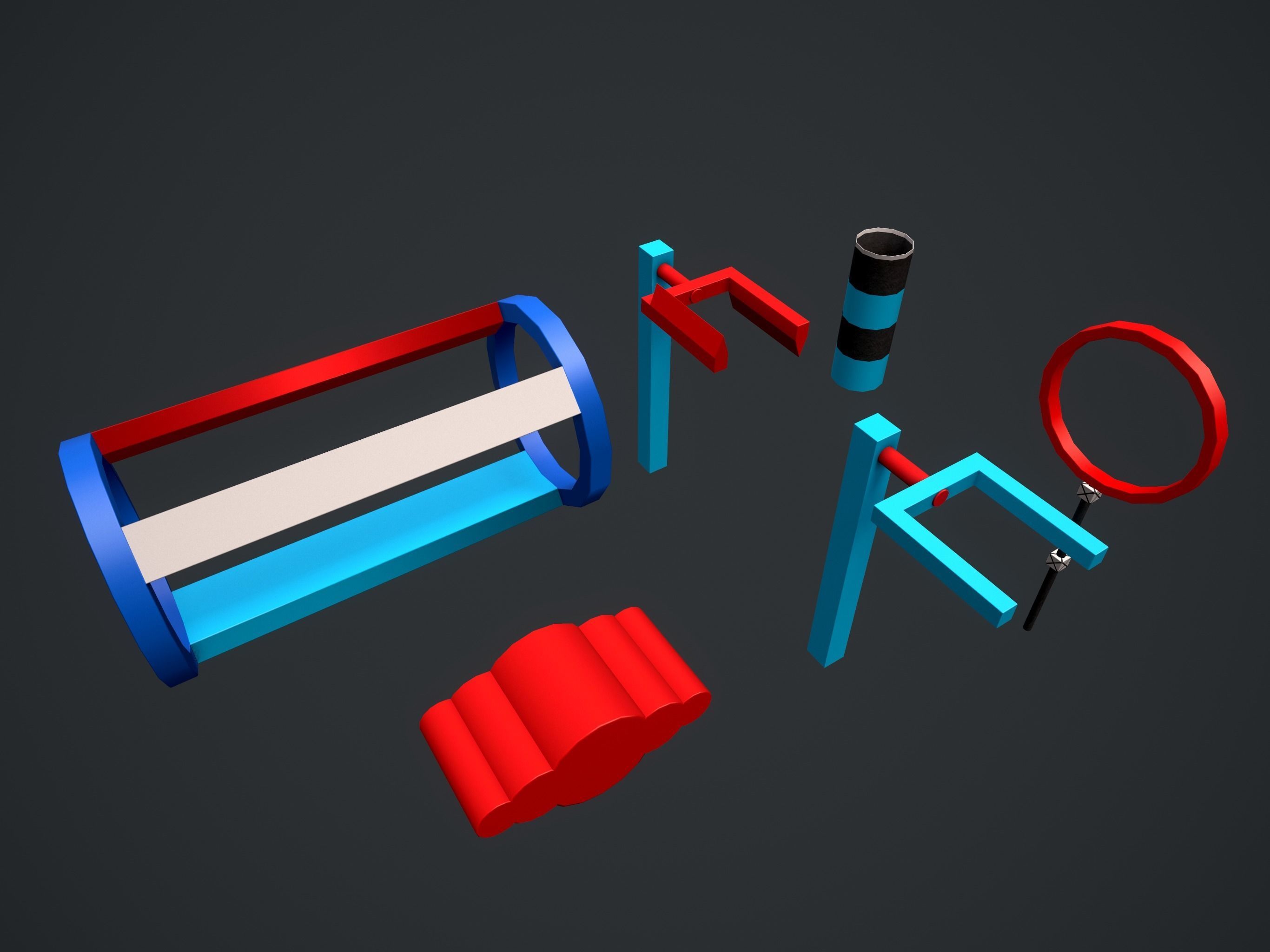Trial Stunts Hurdles Pack  Low-poly 3D model_5