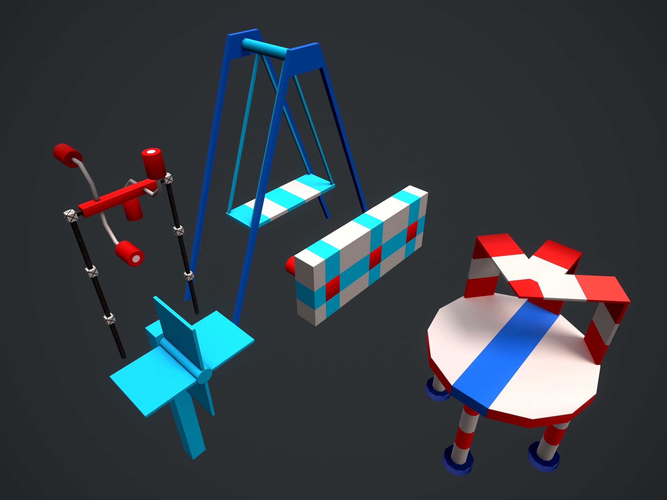 Trial Stunts Hurdles Pack  Low-poly 3D model_4