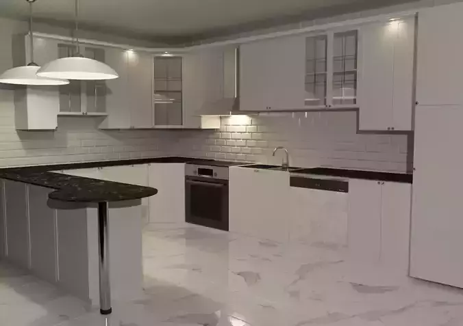 Modern kitchen Low-poly 3D model