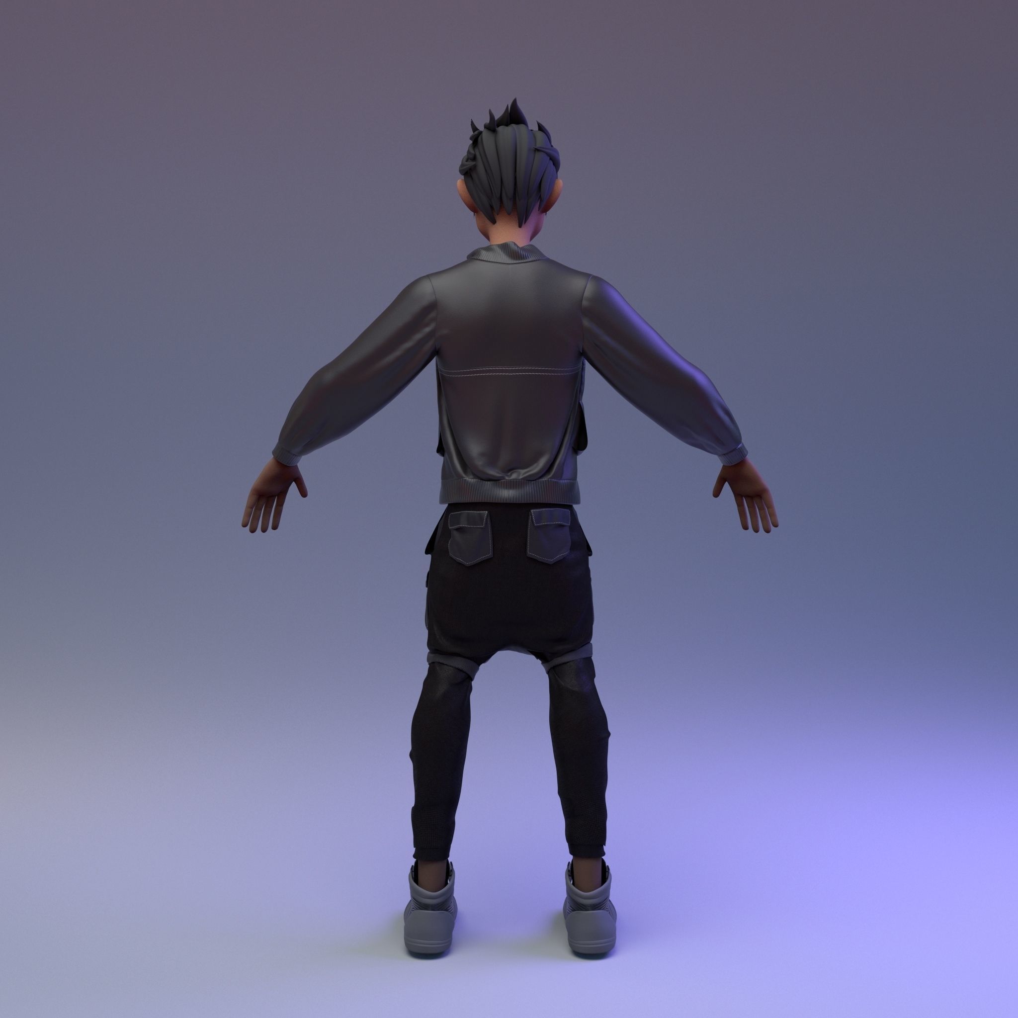 Damien young man in jacket and skirt 3D model_5