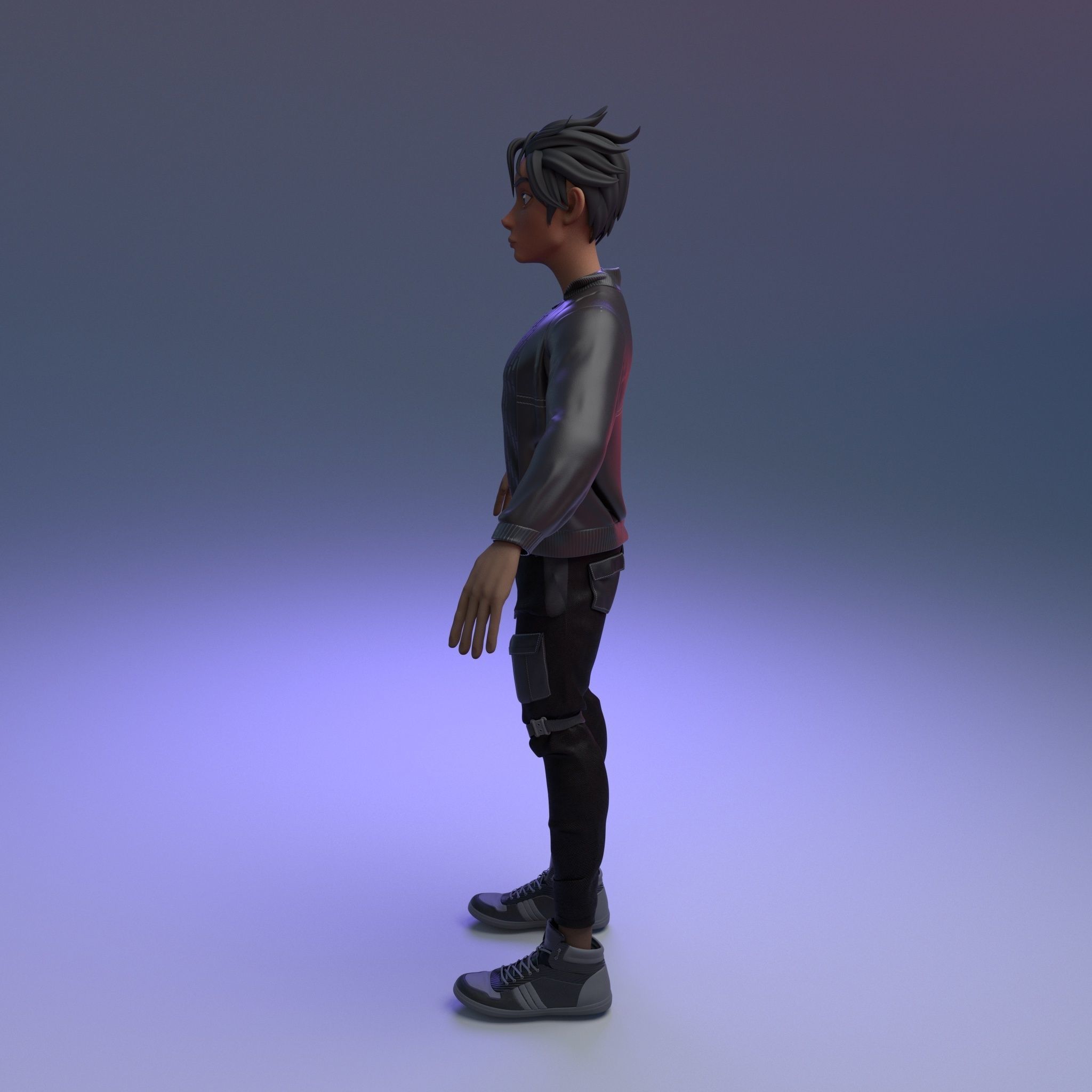 Damien young man in jacket and skirt 3D model_4