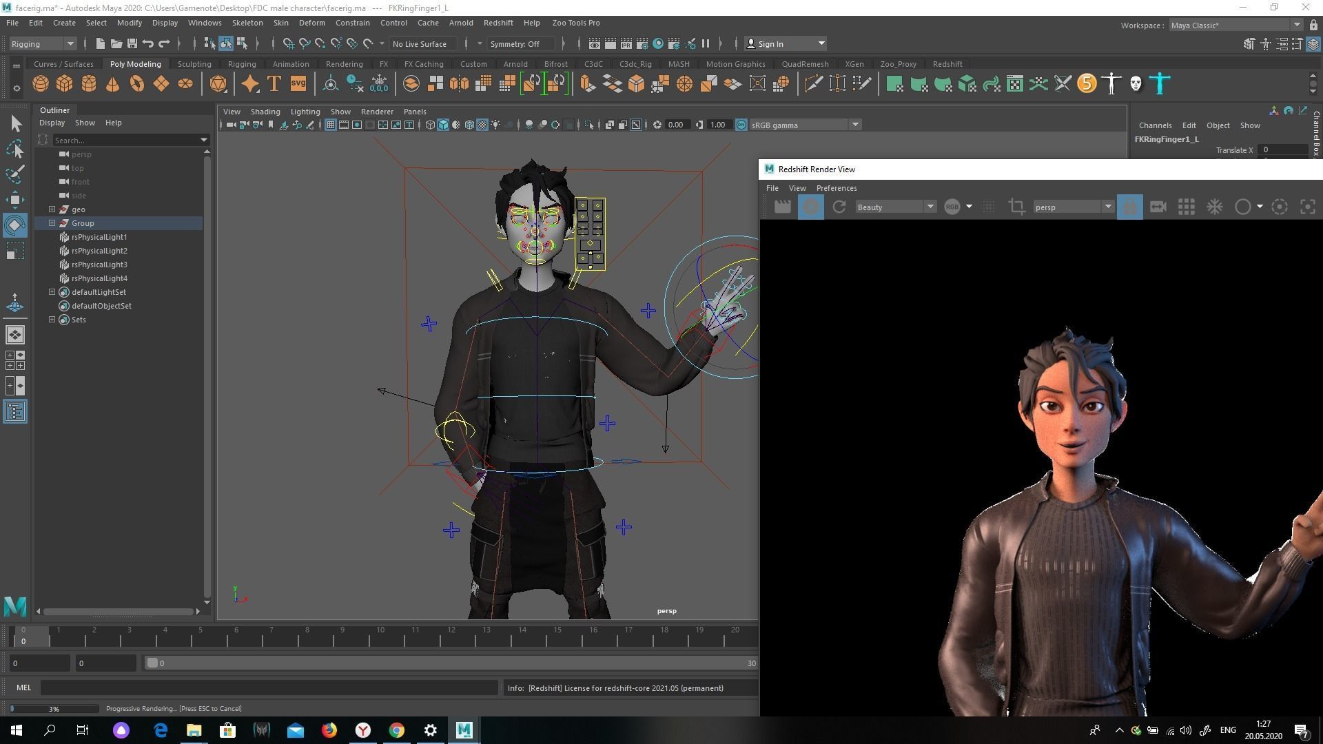 Damien young man in jacket and skirt 3D model_6
