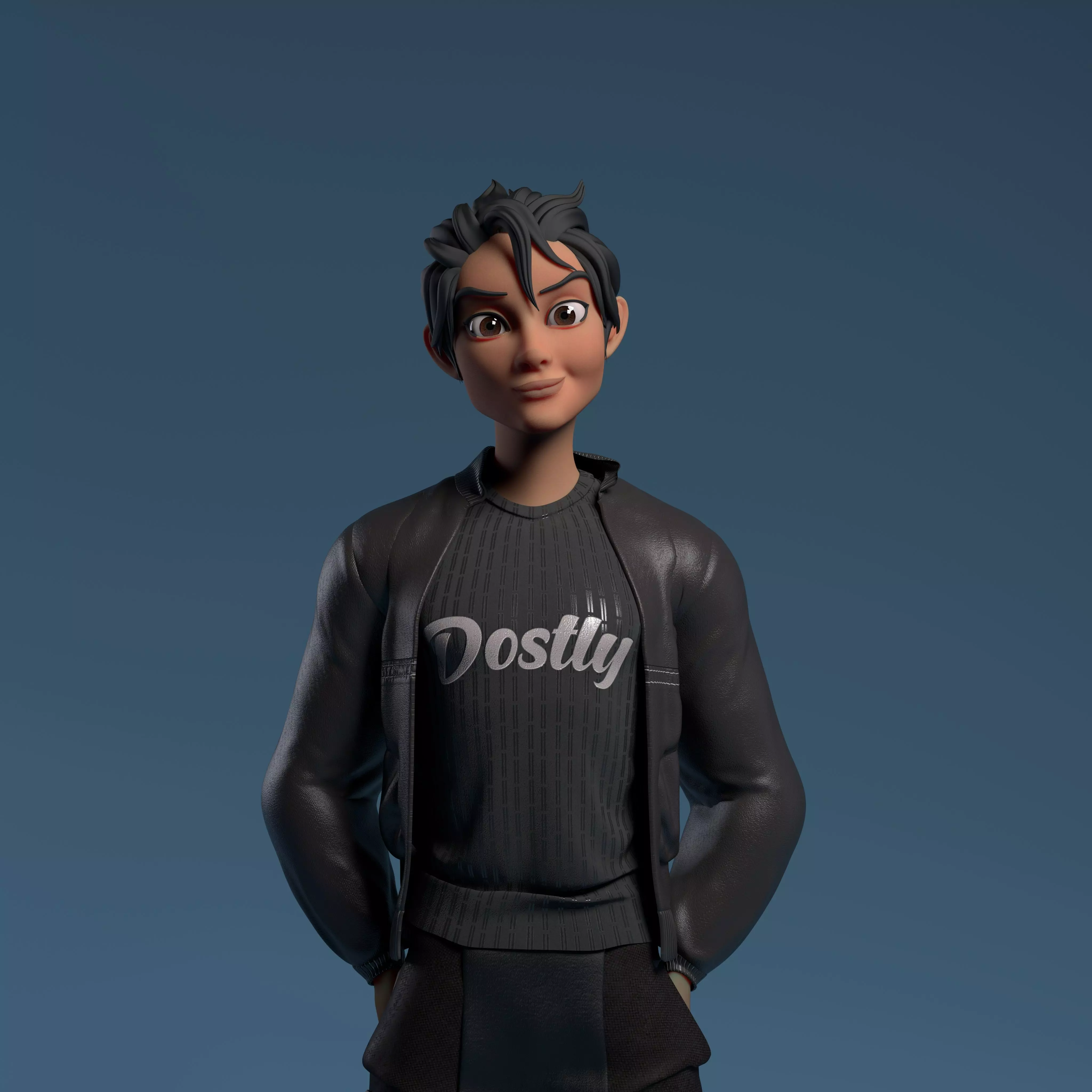 Damien young man in jacket and skirt 3D model_0