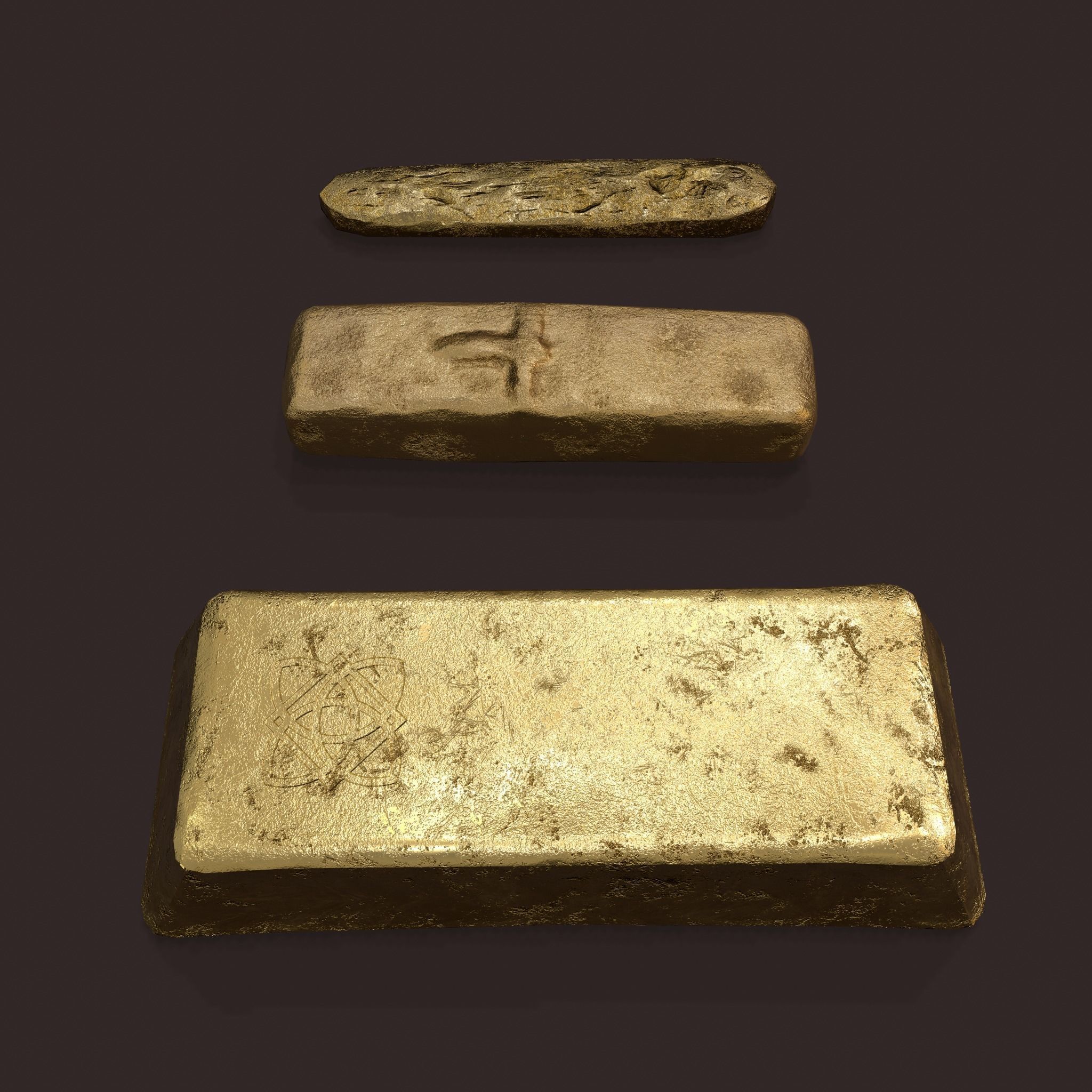 Gold Ingots  3D Model Collection_12