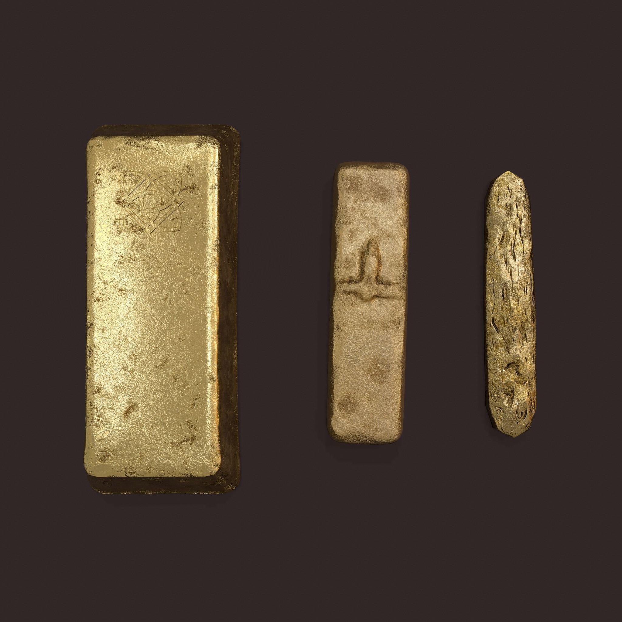 Gold Ingots  3D Model Collection_5