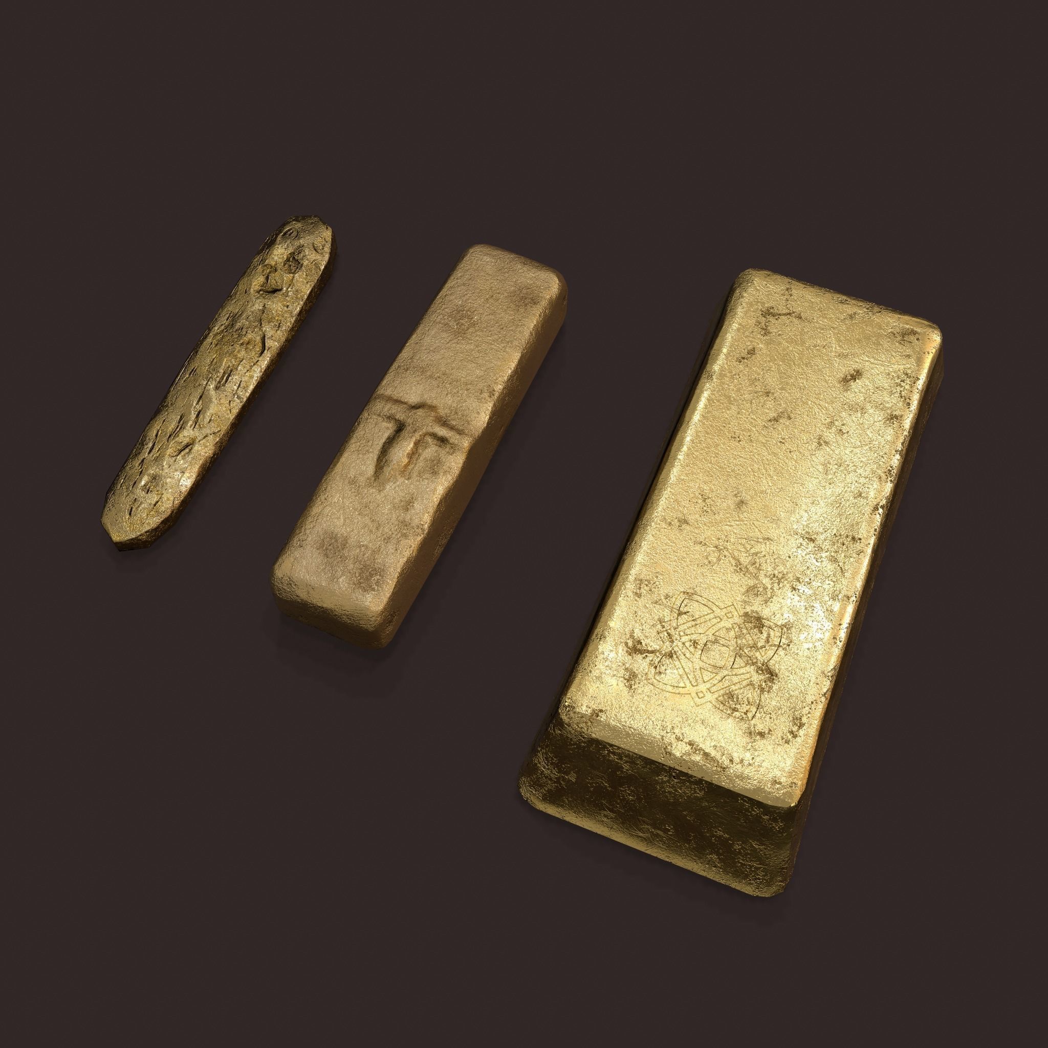 Gold Ingots  3D Model Collection_11