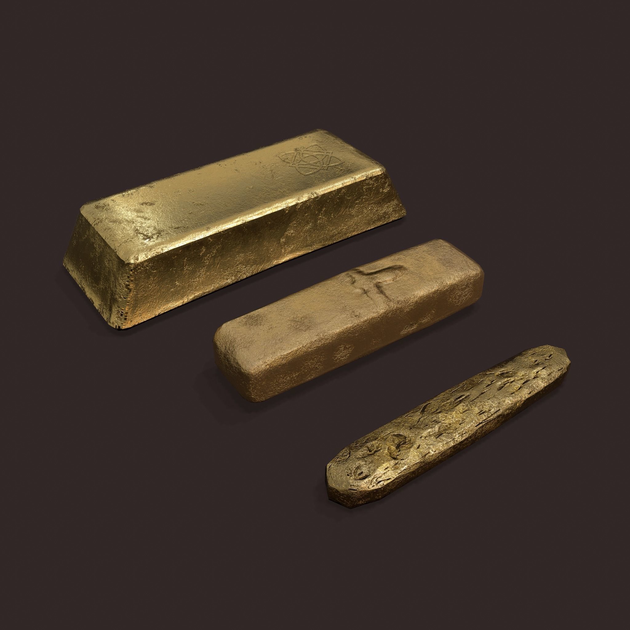Gold Ingots  3D Model Collection_8