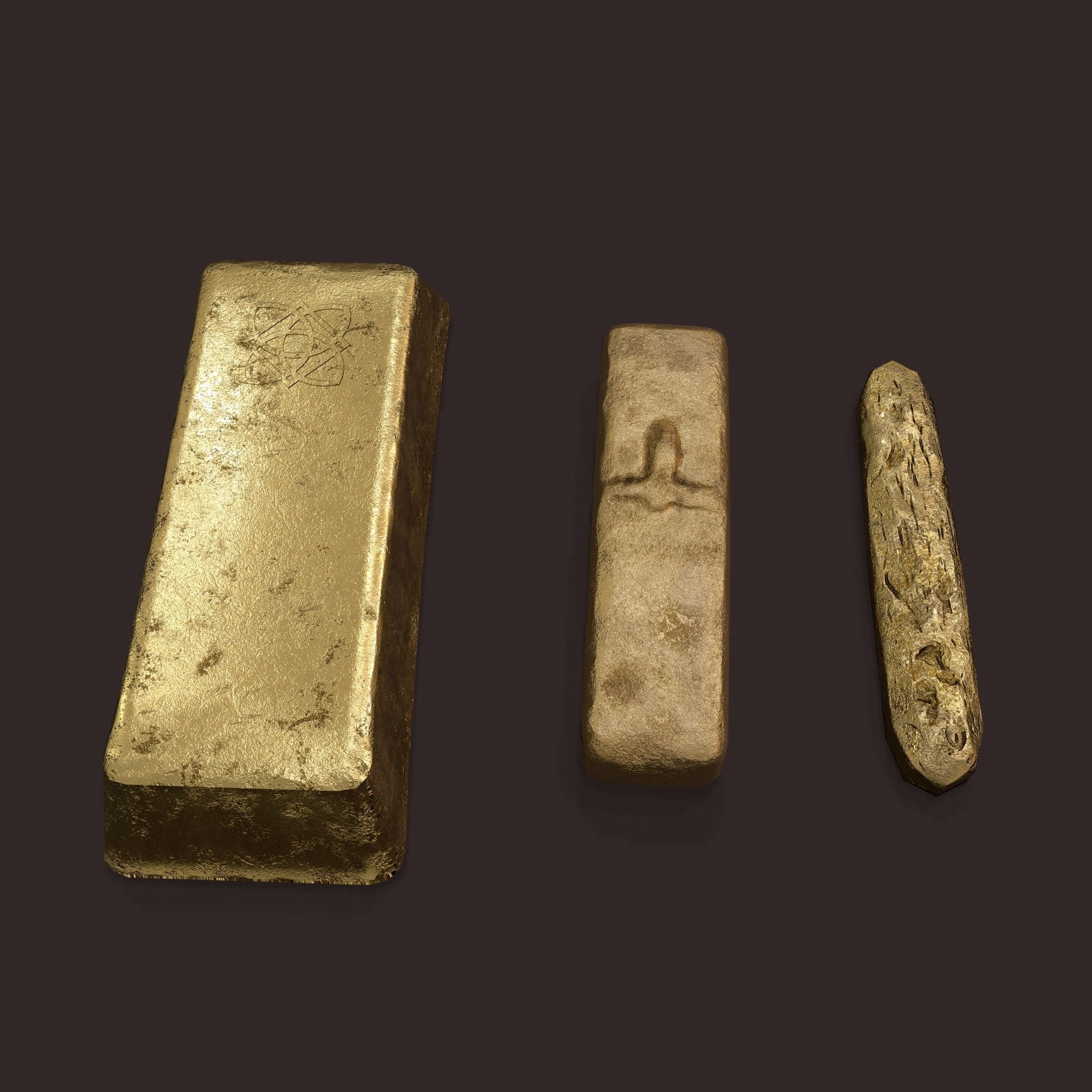 Gold Ingots  3D Model Collection_10