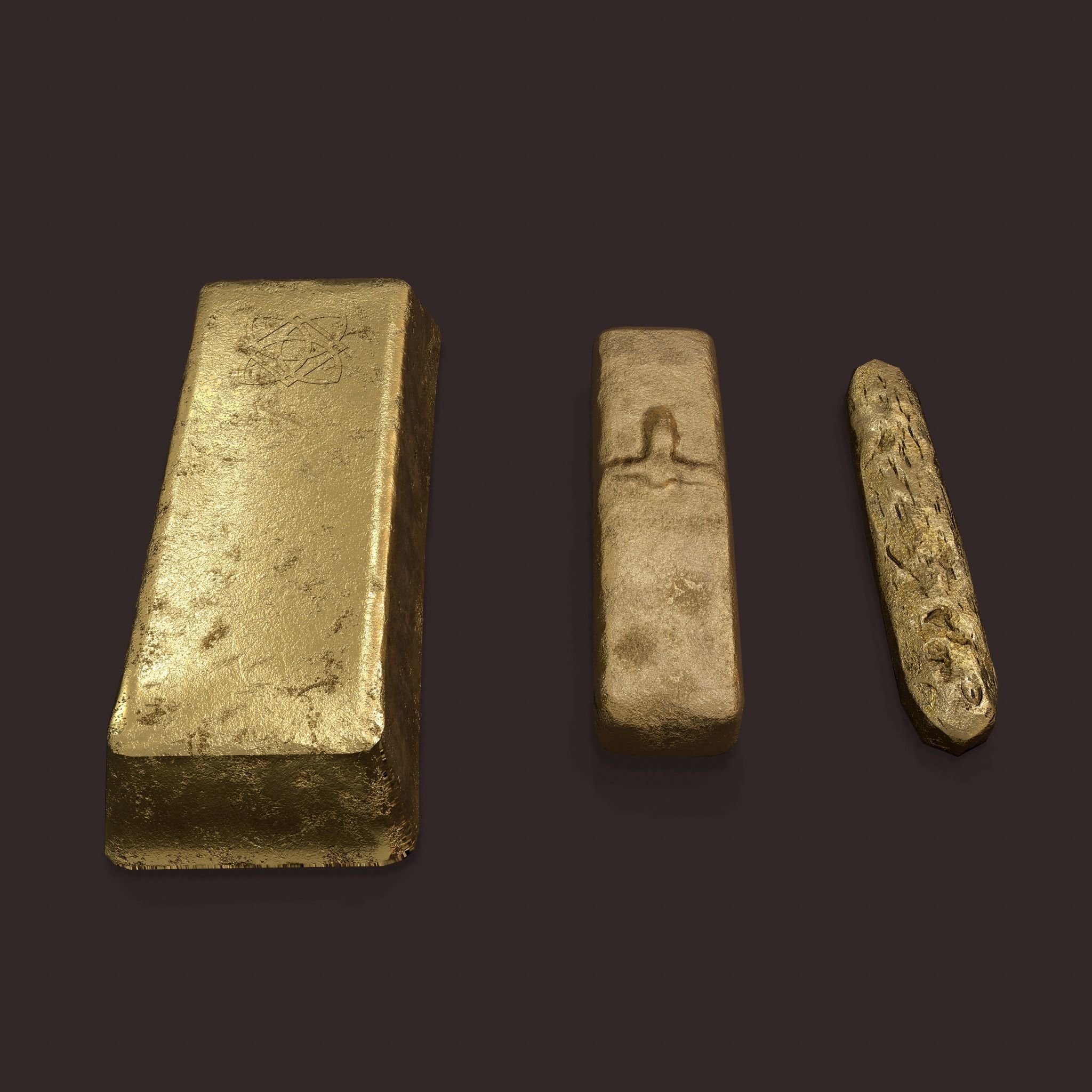 Gold Ingots  3D Model Collection_9