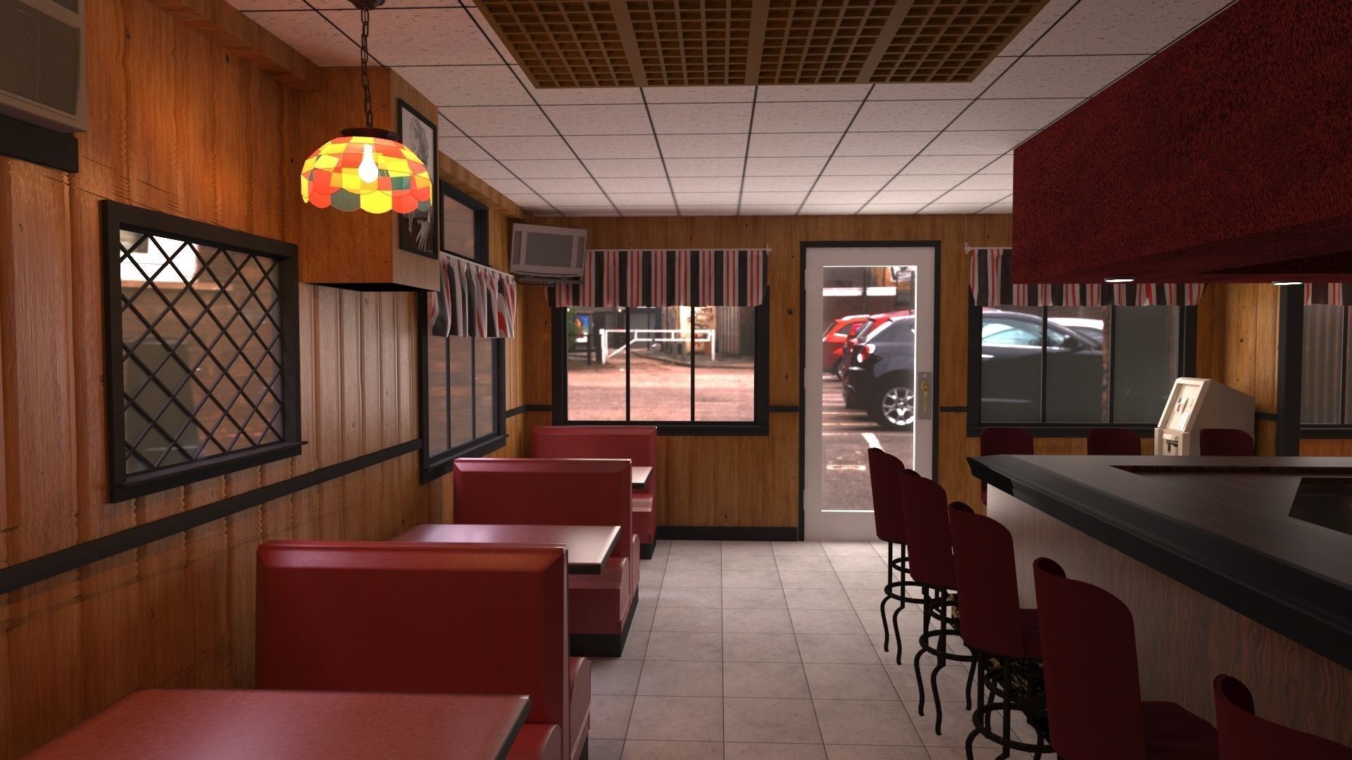 Modular Diner  Low-poly 3D model_1