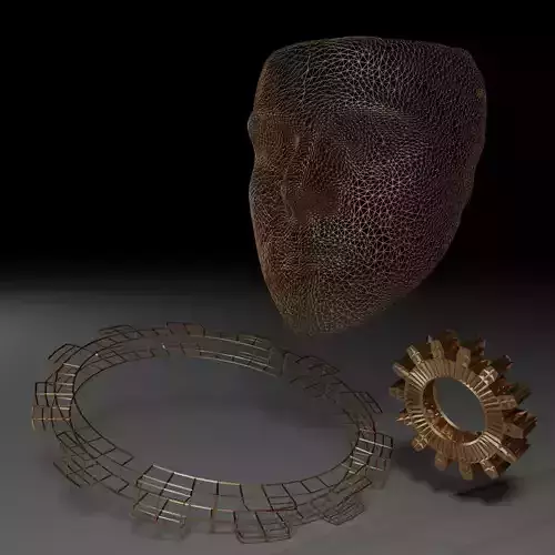 Copper Mask And Gears - Weaved Texture 