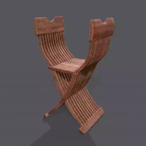 Medieval Folding Chair Low-poly 3D model