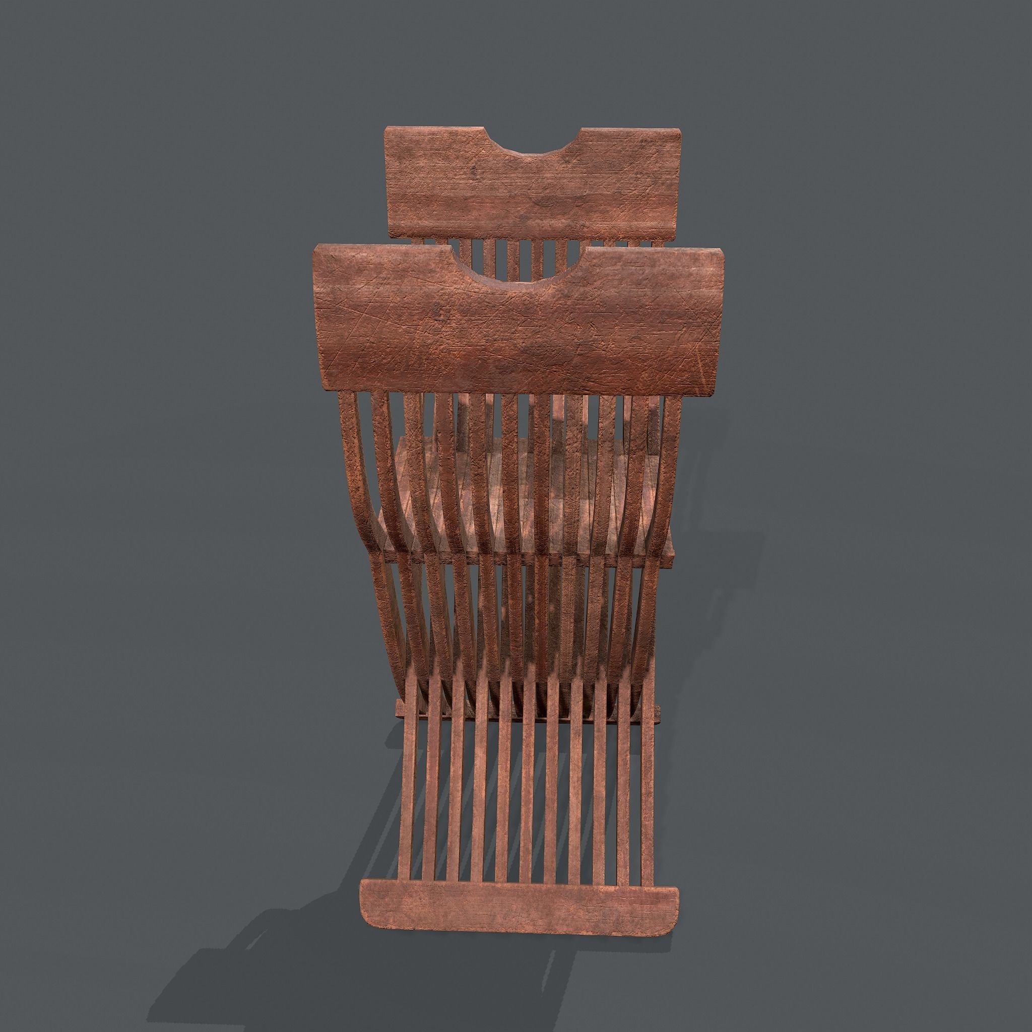 Medieval Folding Chair Low-poly 3D model_22
