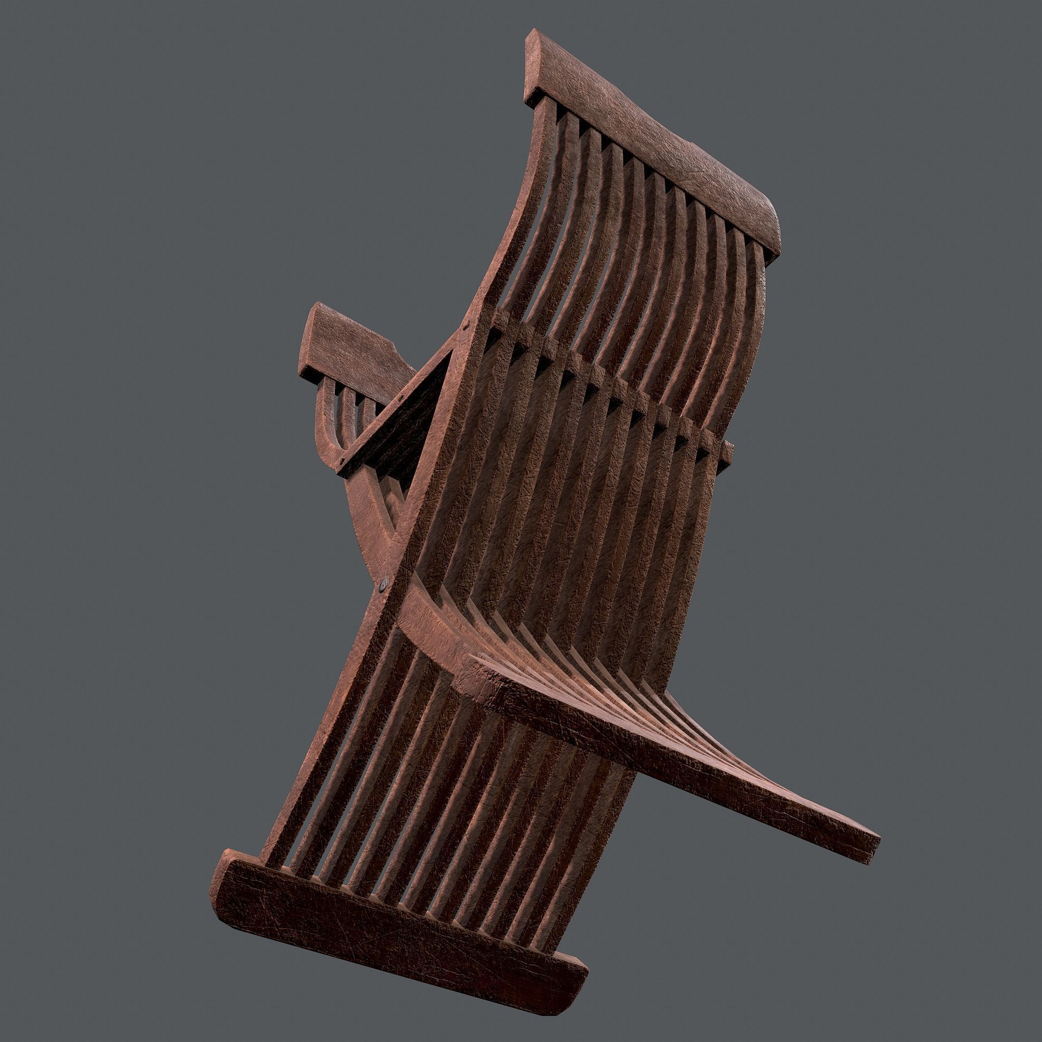 Medieval Folding Chair Low-poly 3D model_19
