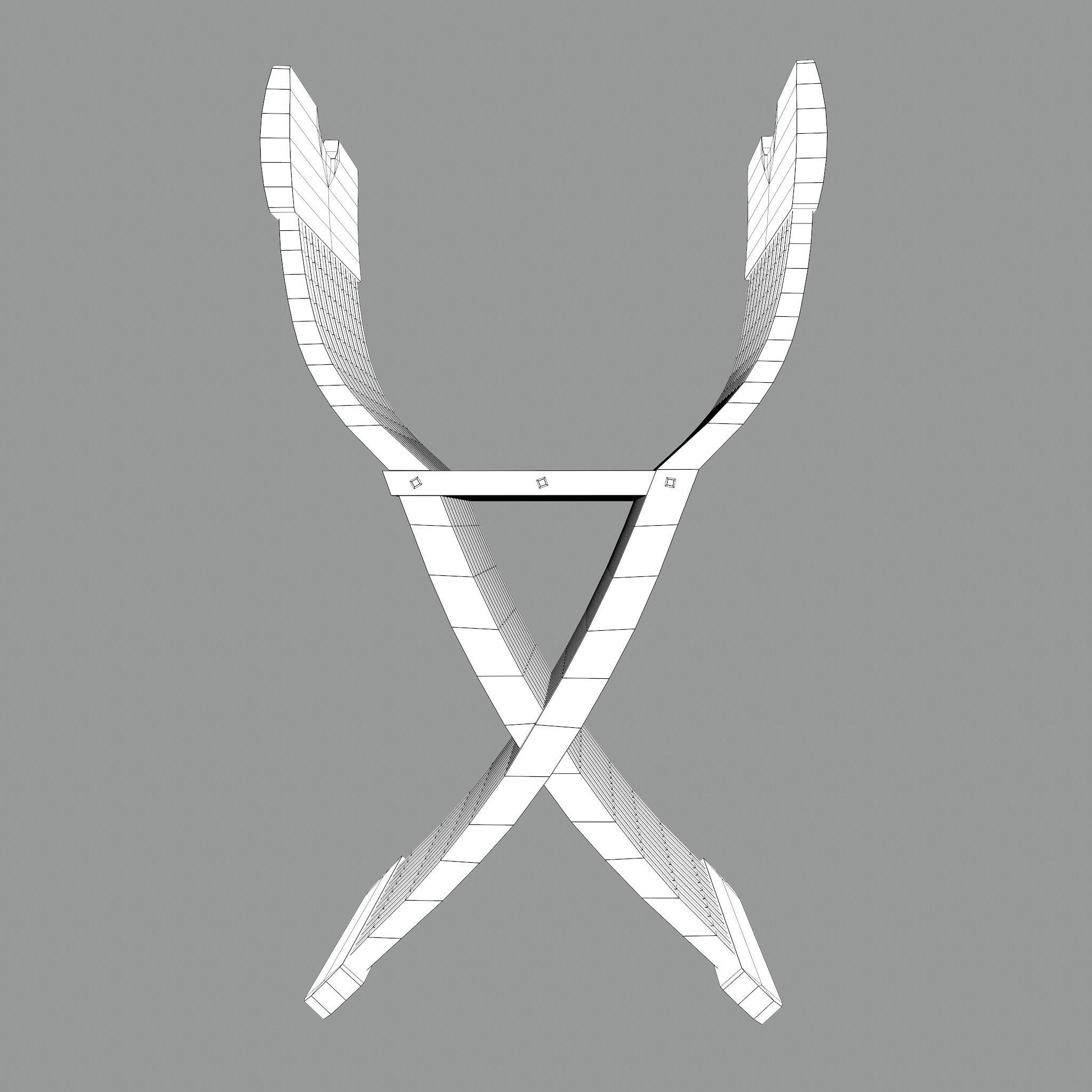 Medieval Folding Chair Low-poly 3D model_31