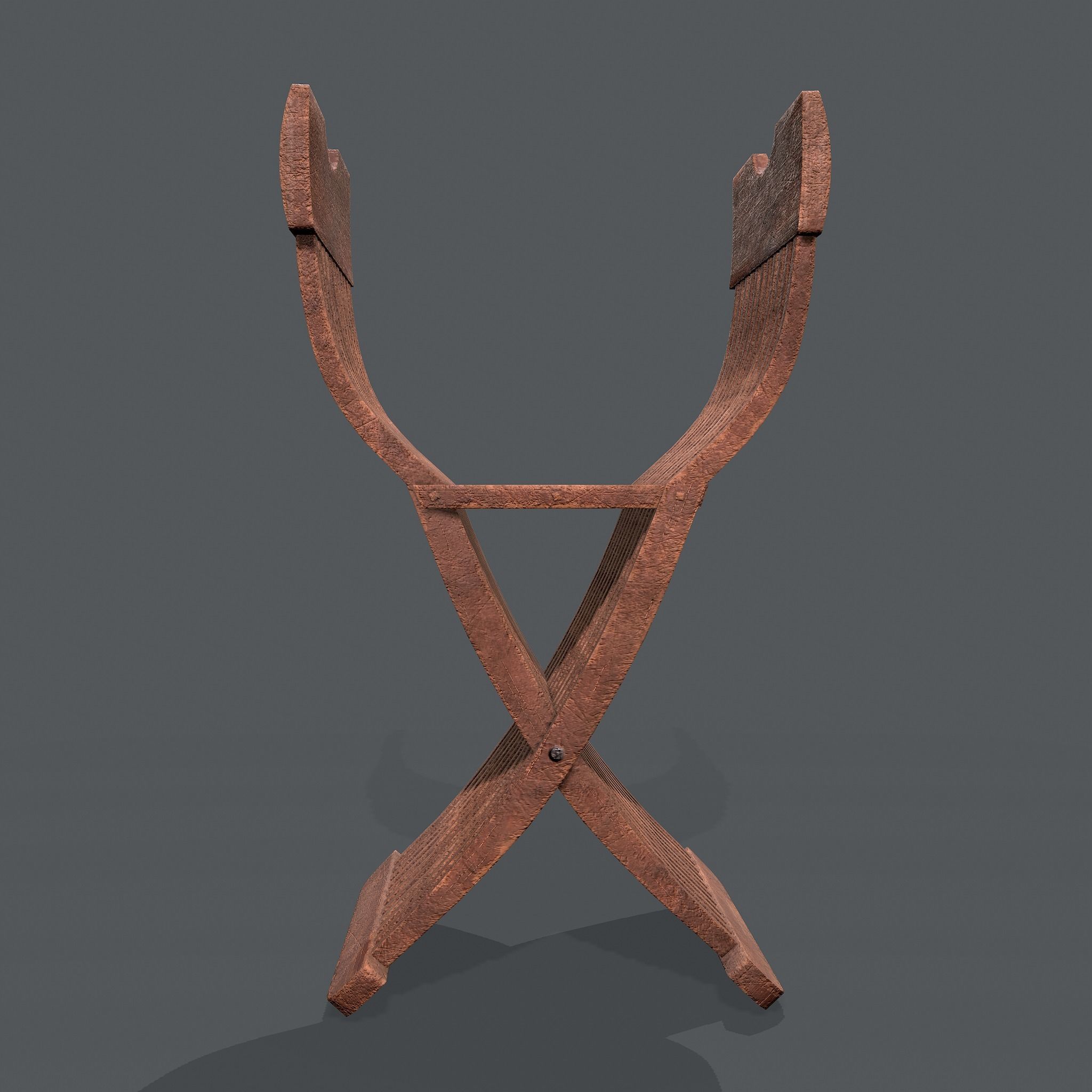Medieval Folding Chair Low-poly 3D model_8