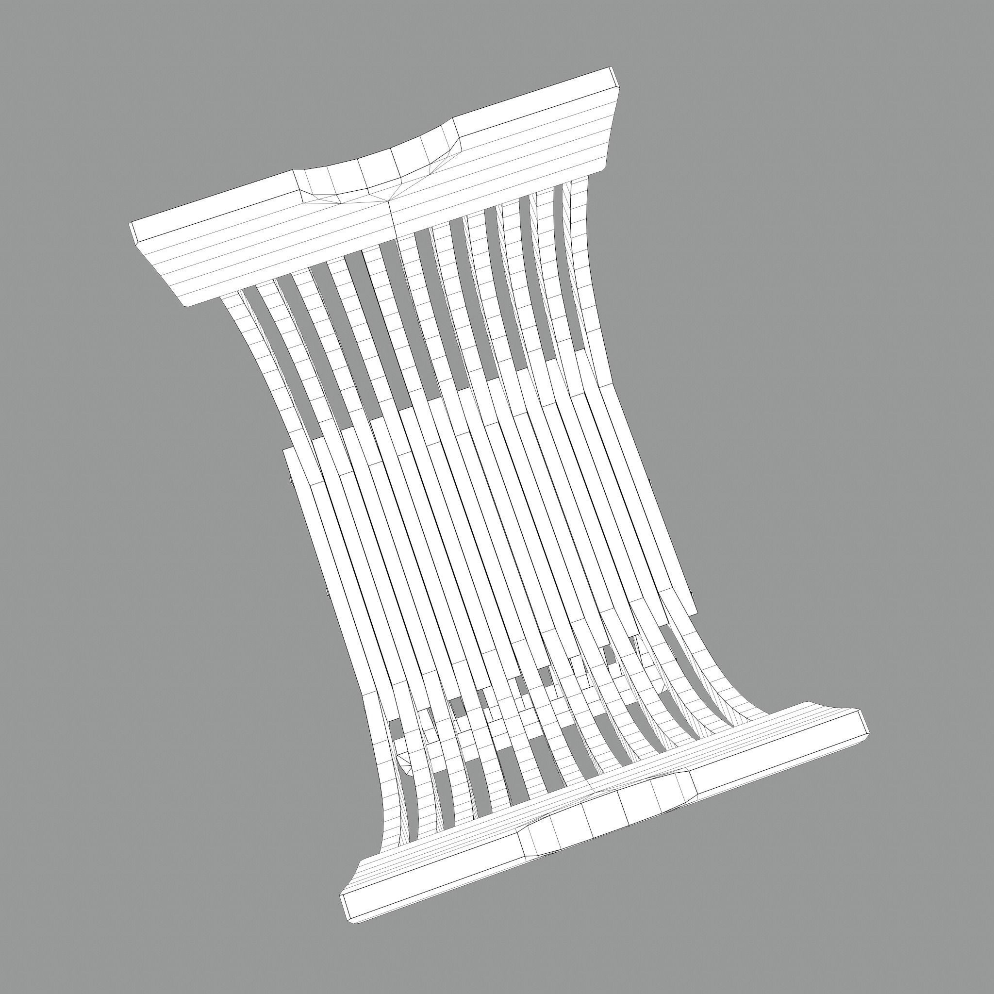 Medieval Folding Chair Low-poly 3D model_39