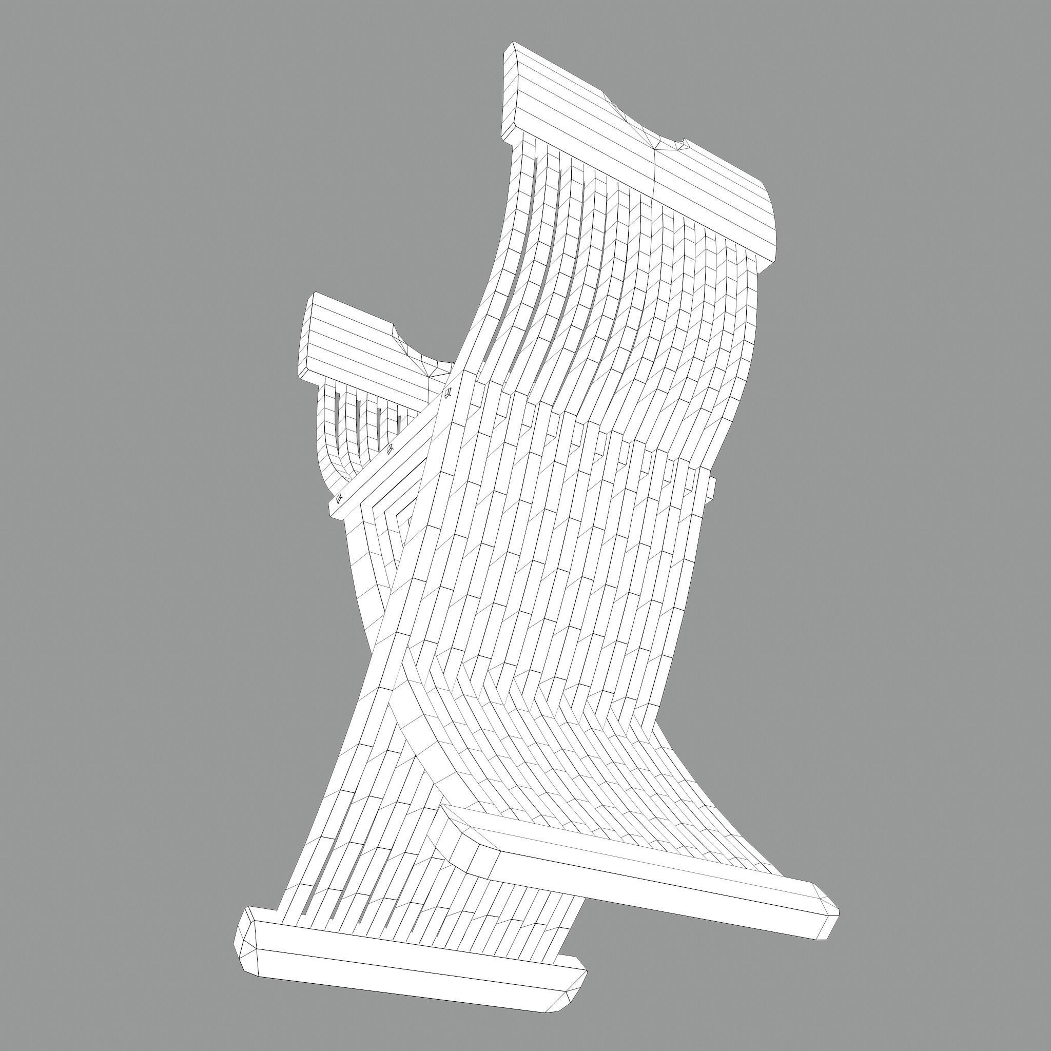 Medieval Folding Chair Low-poly 3D model_37