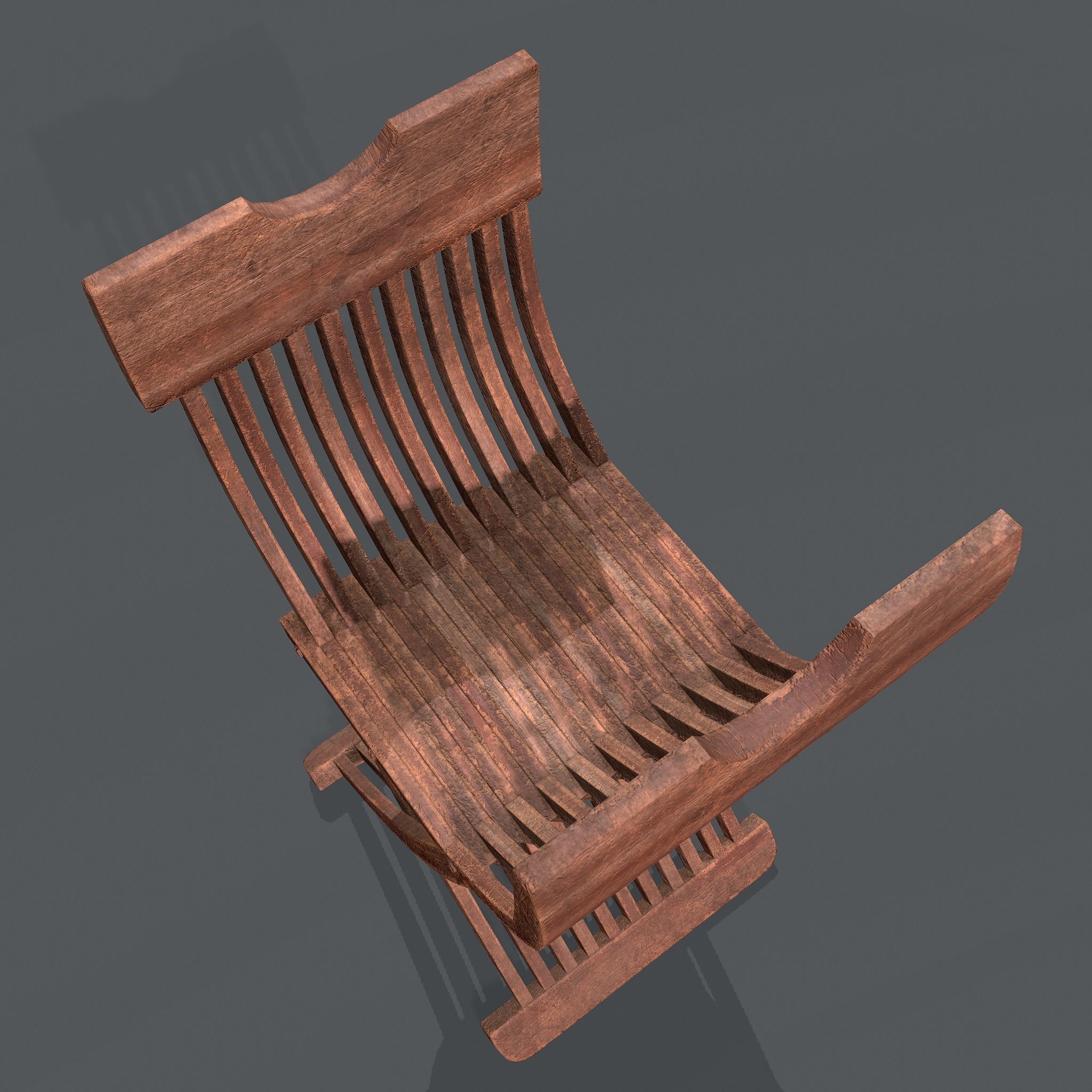 Medieval Folding Chair Low-poly 3D model_26