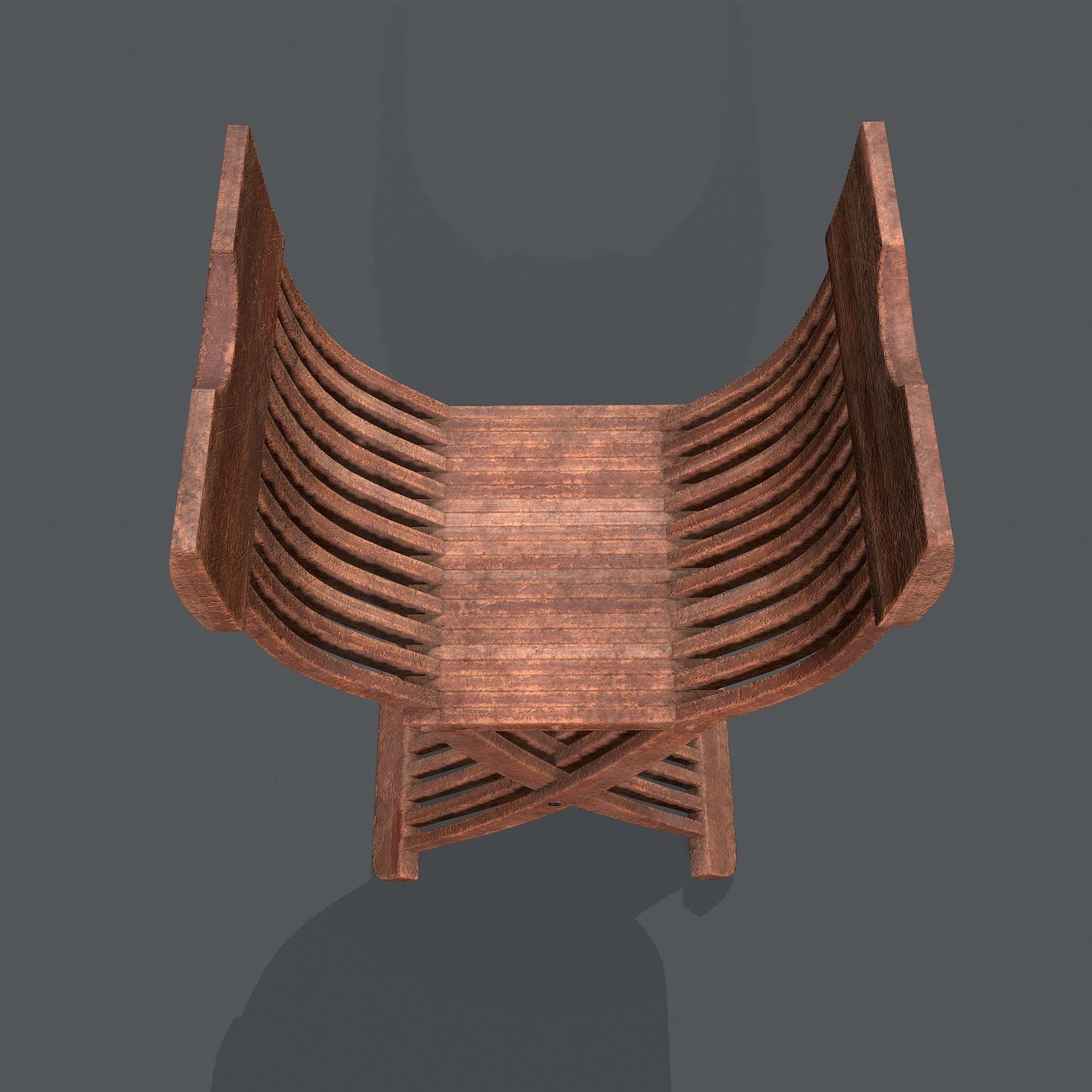 Medieval Folding Chair Low-poly 3D model_6